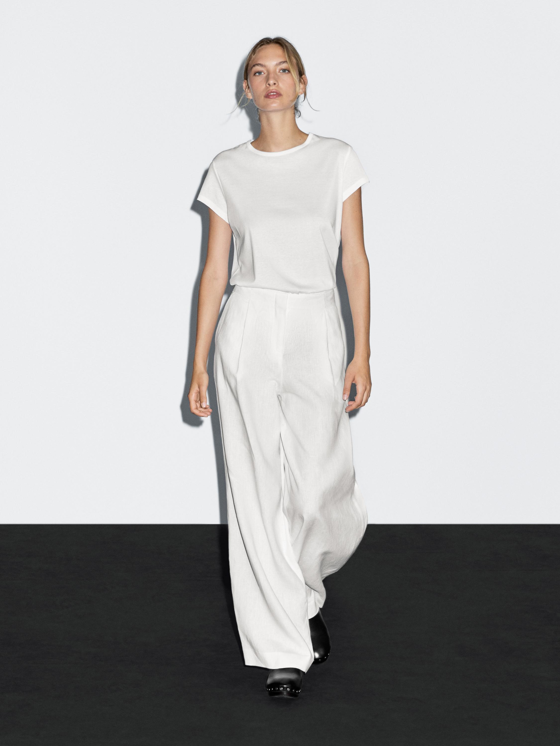 100% linen darted suit trousers
