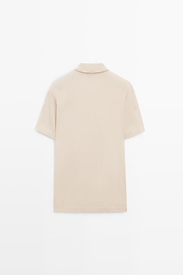 100% cotton polo shirt with placket detail — BEIGE 6