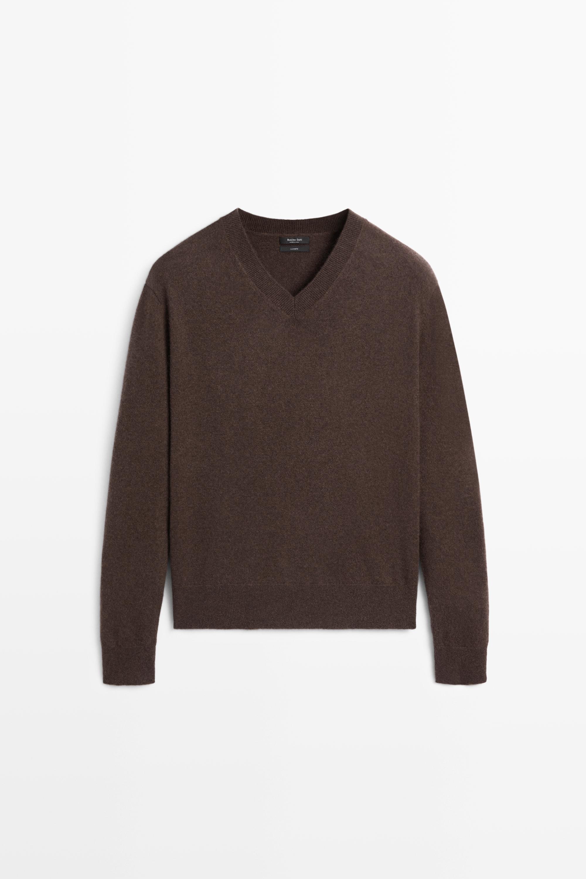 100% cashmere knit sweater — Tobacco brown
