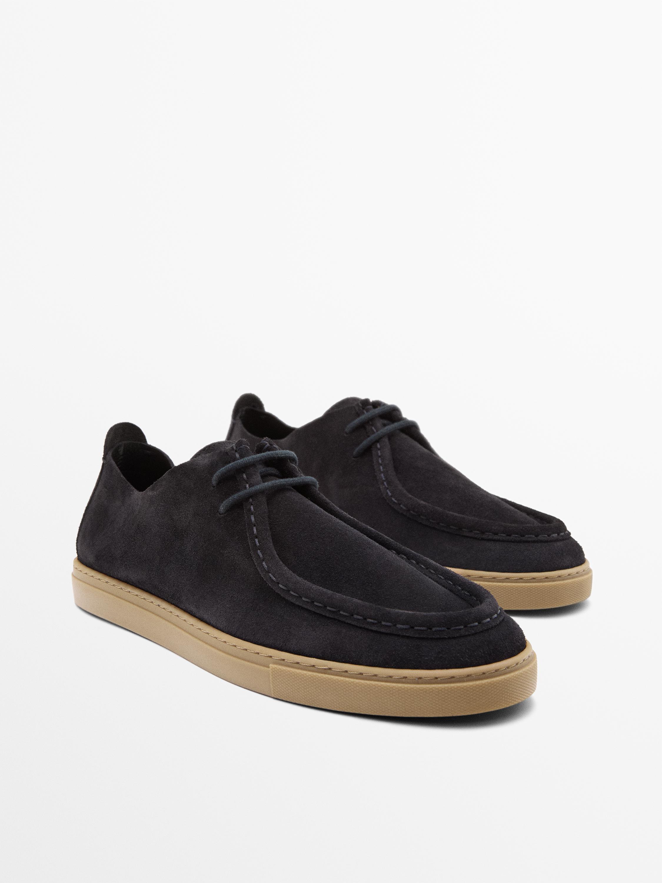 Soft leather moc toe shoes