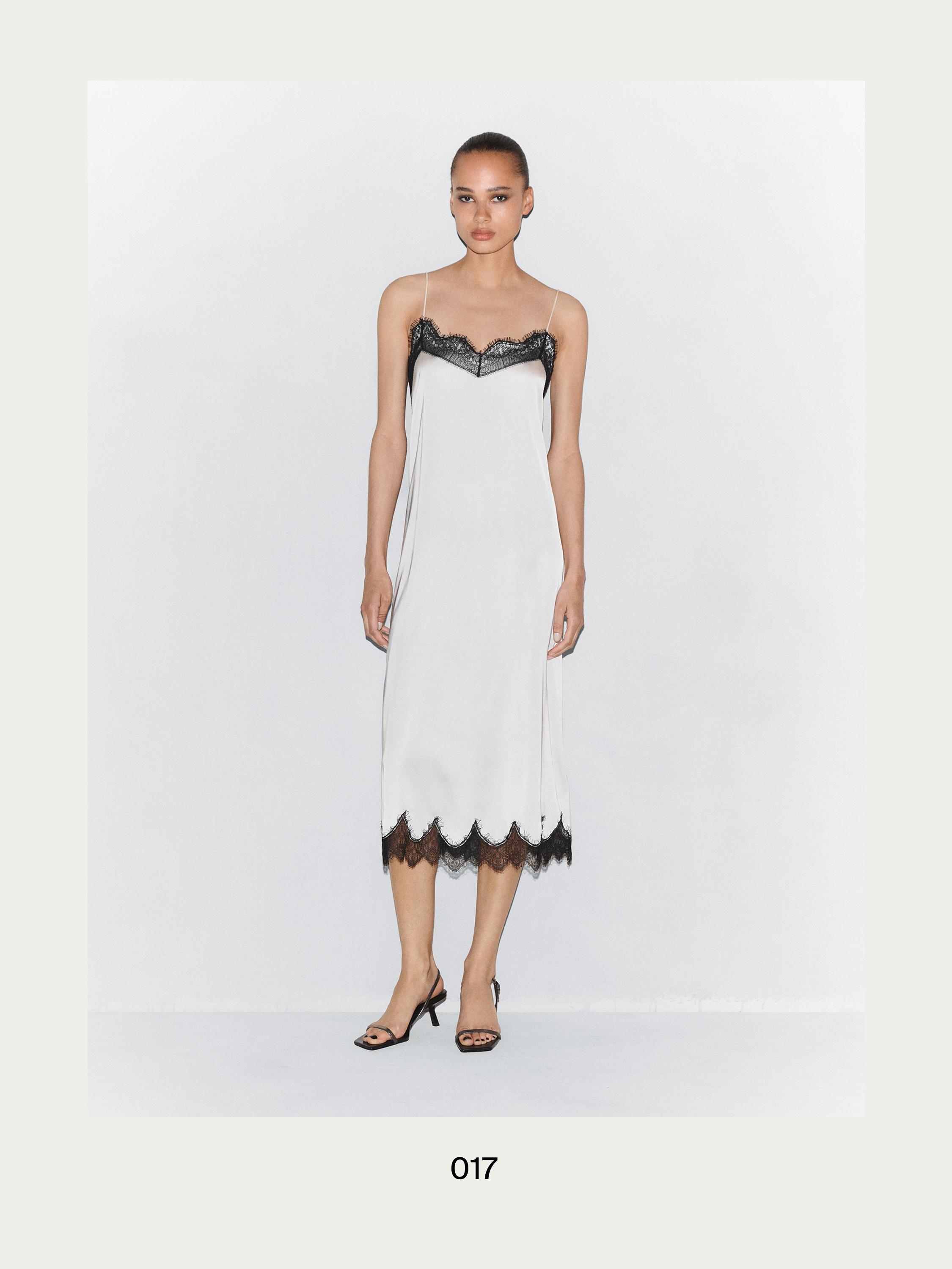 ★ Massimo Dutti★ Contrast lace trim skirt 05228585712 Contrast lace-trimmed skirt · Cream · Smart / Skirts