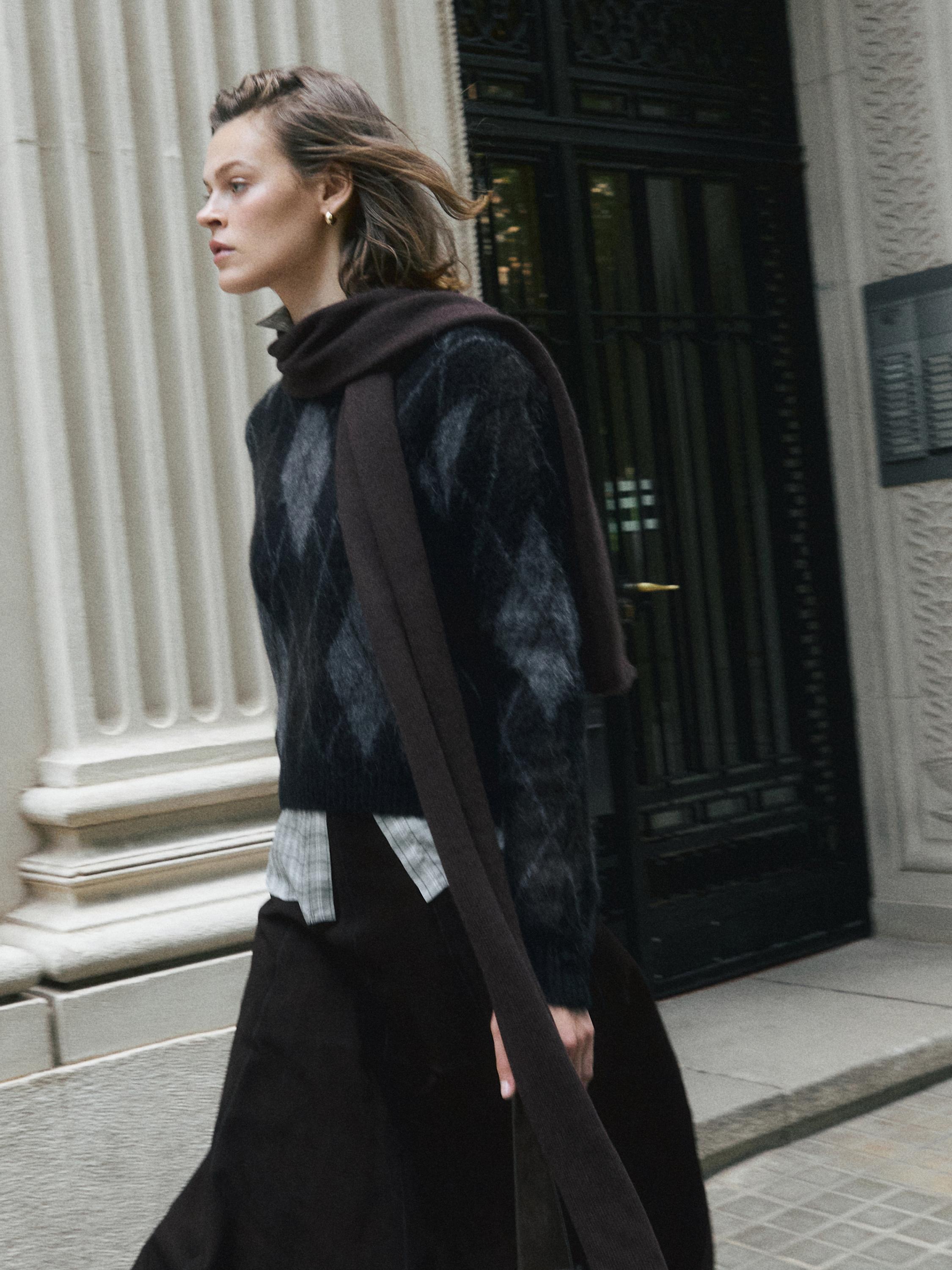 Large split leather shoulder bag