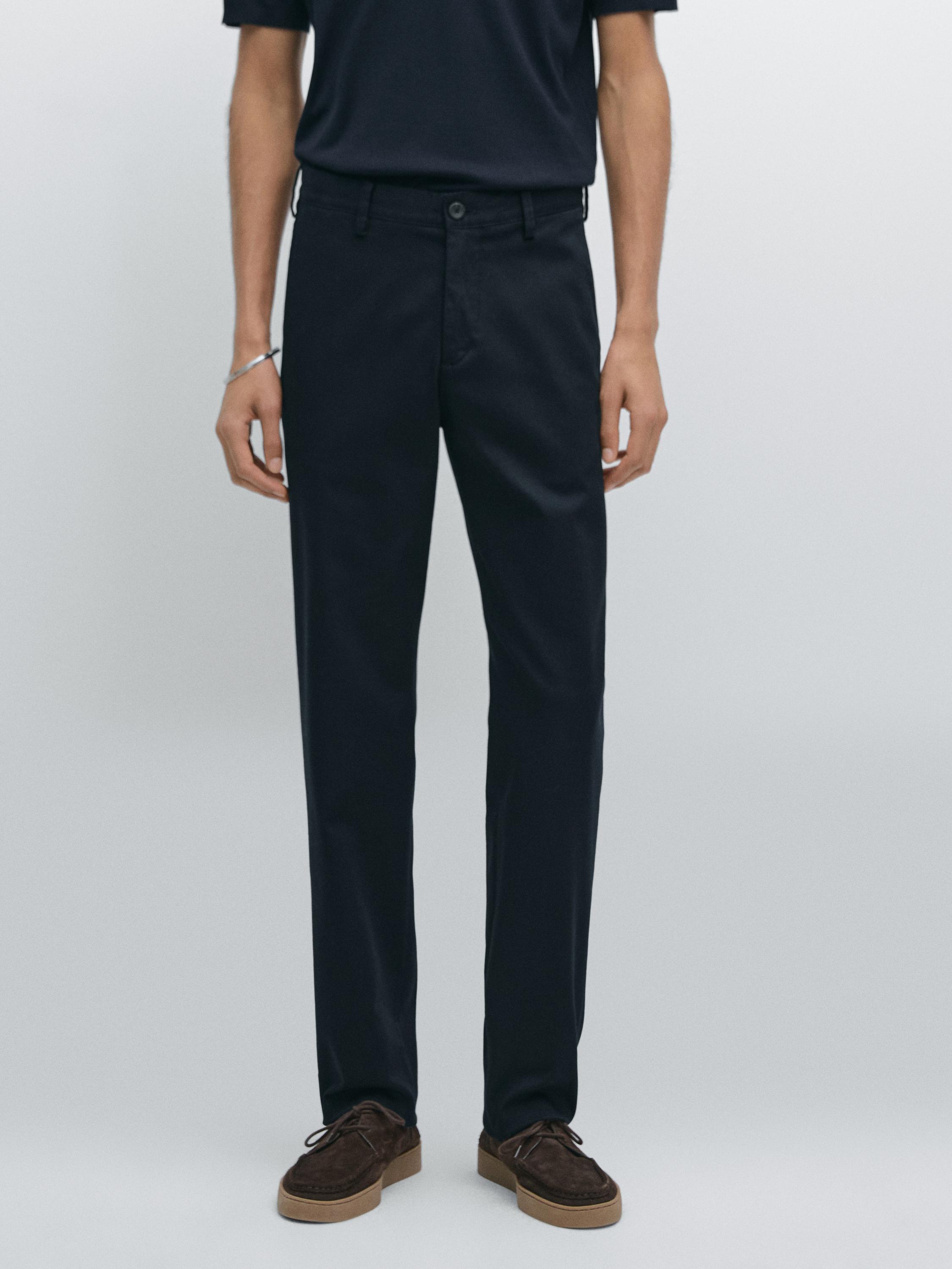 Slim fit textured trousers