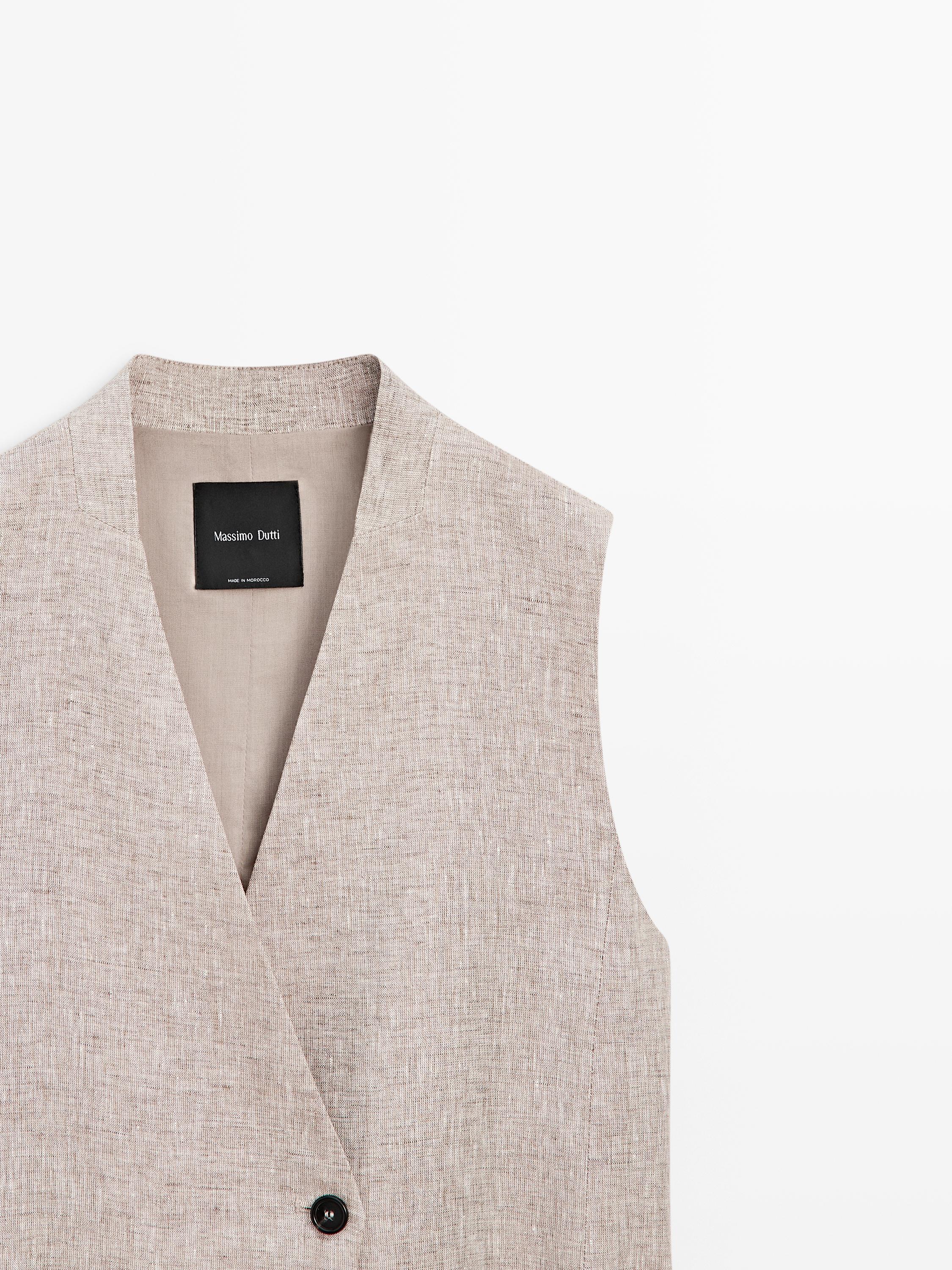 Double-breasted suit waistcoat — BEIGE