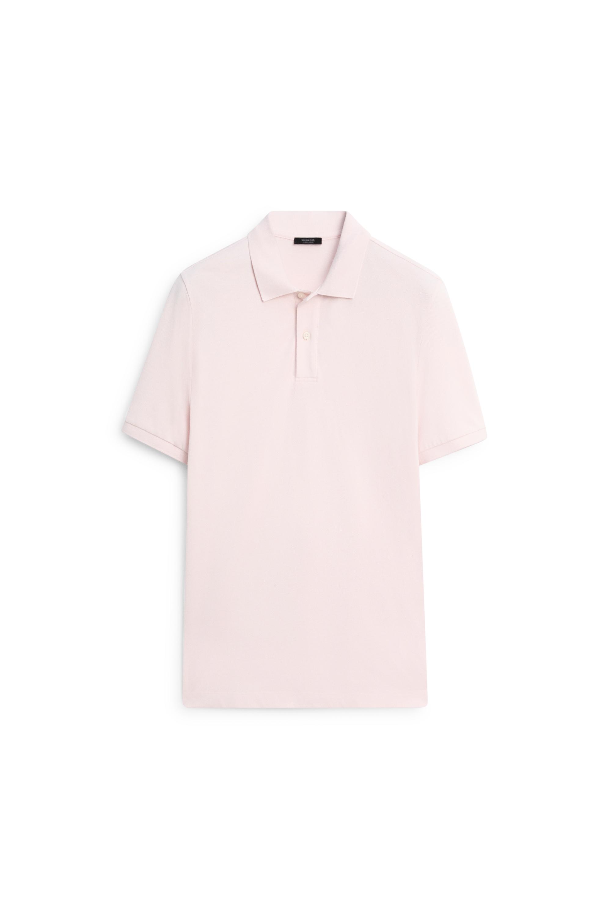 Micro-textured cotton piqué polo shirt — ROSE PINK