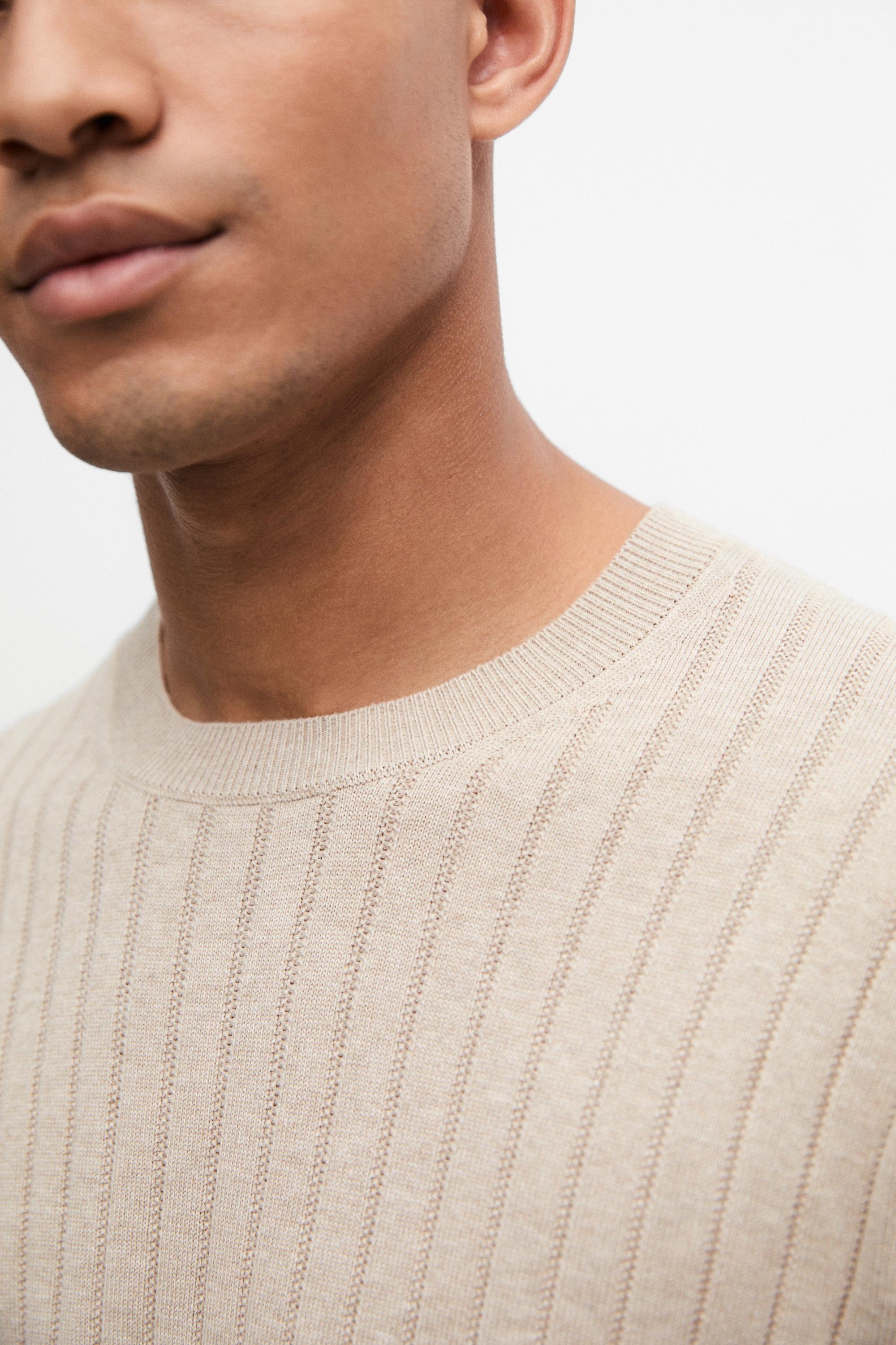 100% cotton ribbed knit sweater — GREENISH