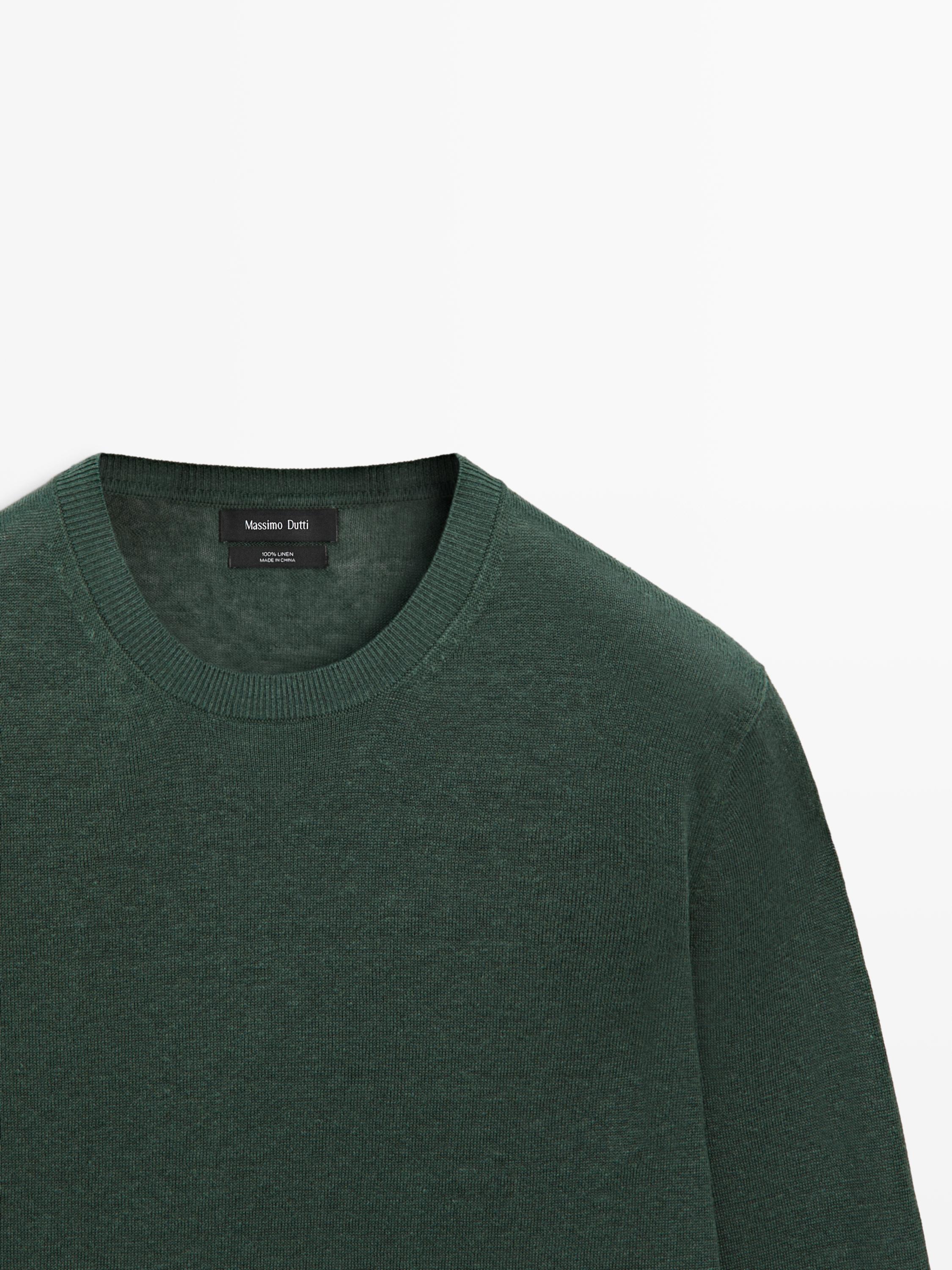 Linen knit crew neck sweater