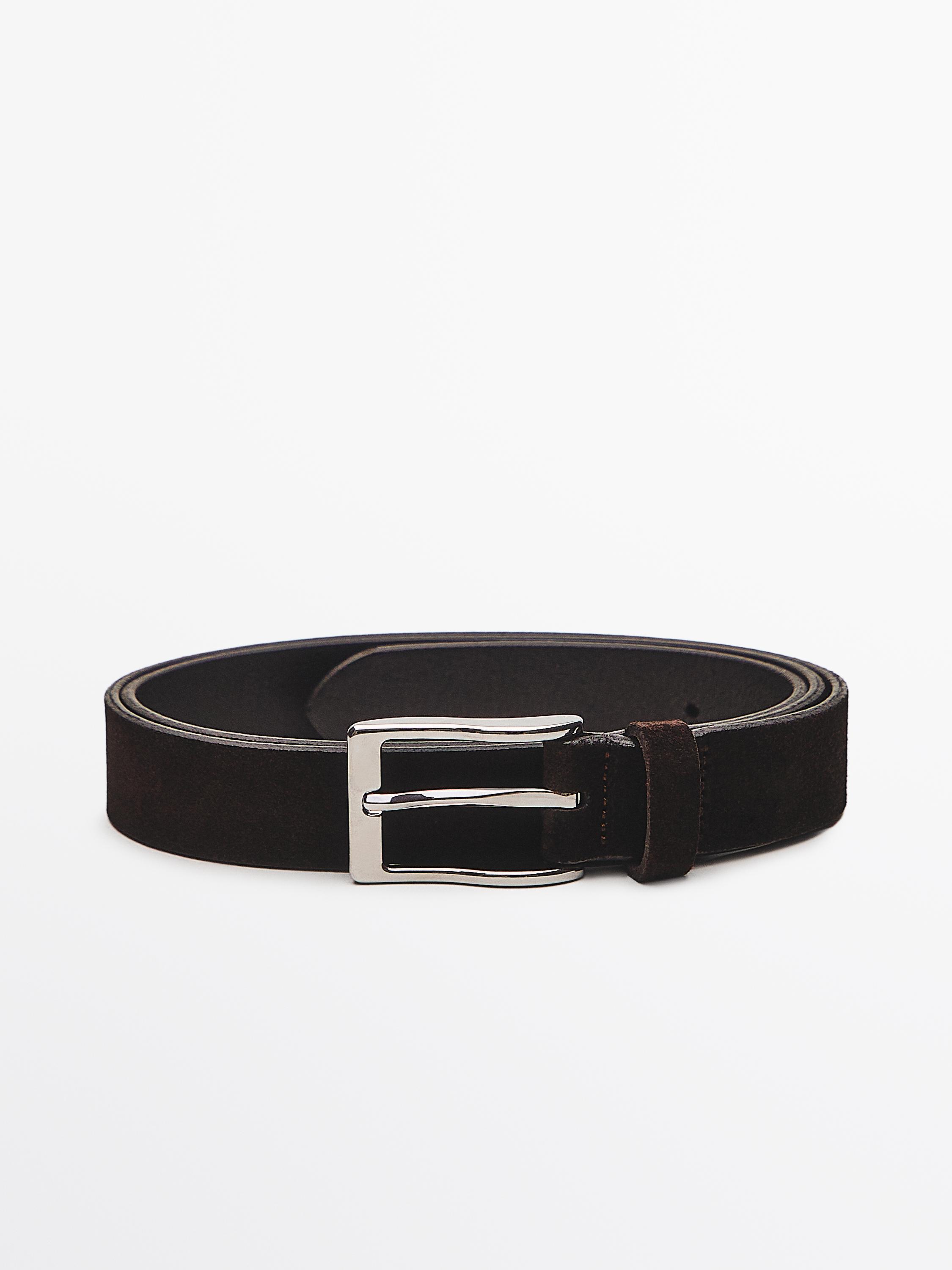 Plush nappa leather belt — BROWN