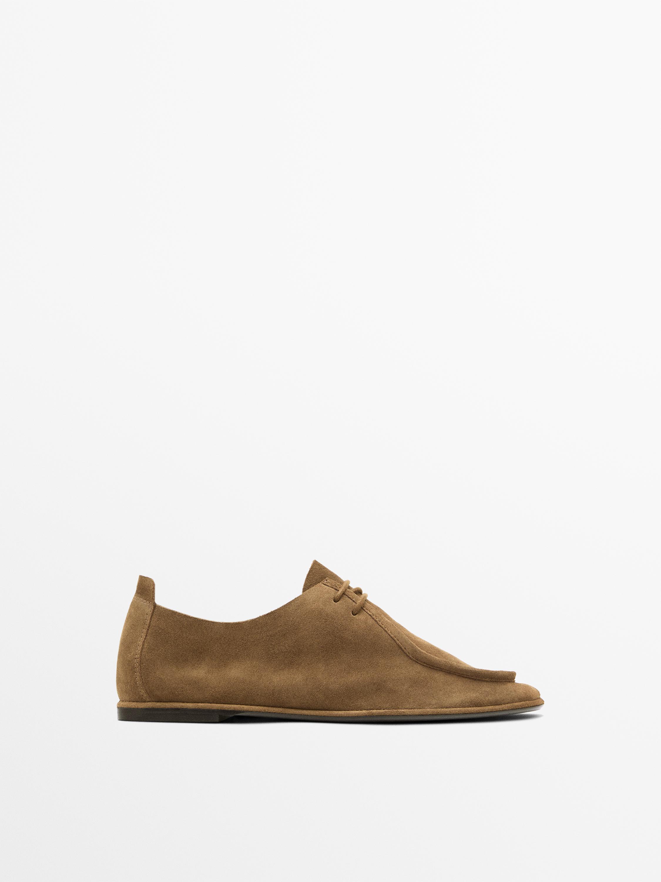 Soft leather lace-up shoes — CAMEL