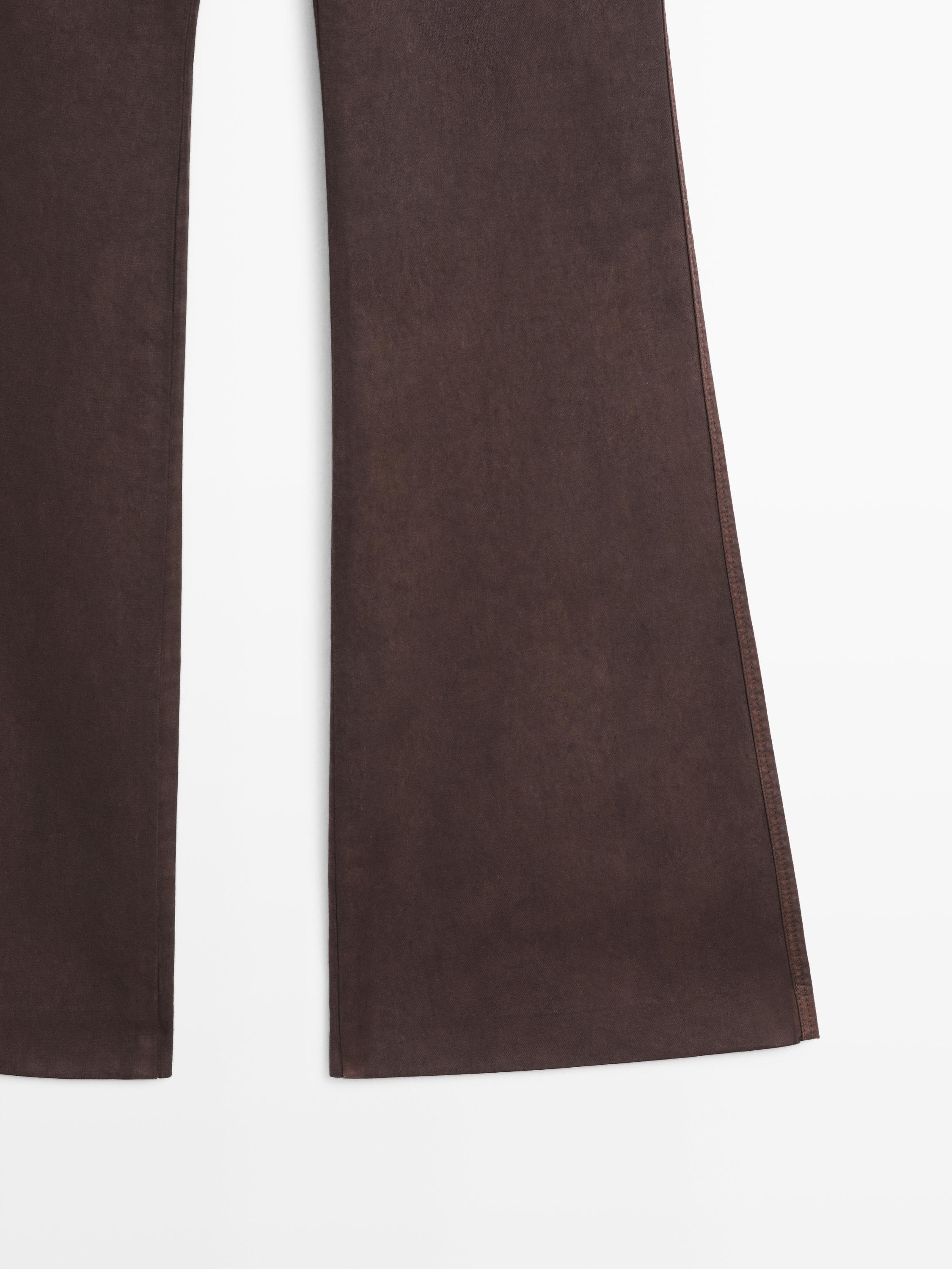 Waxed flare fit trousers — PURPLE
