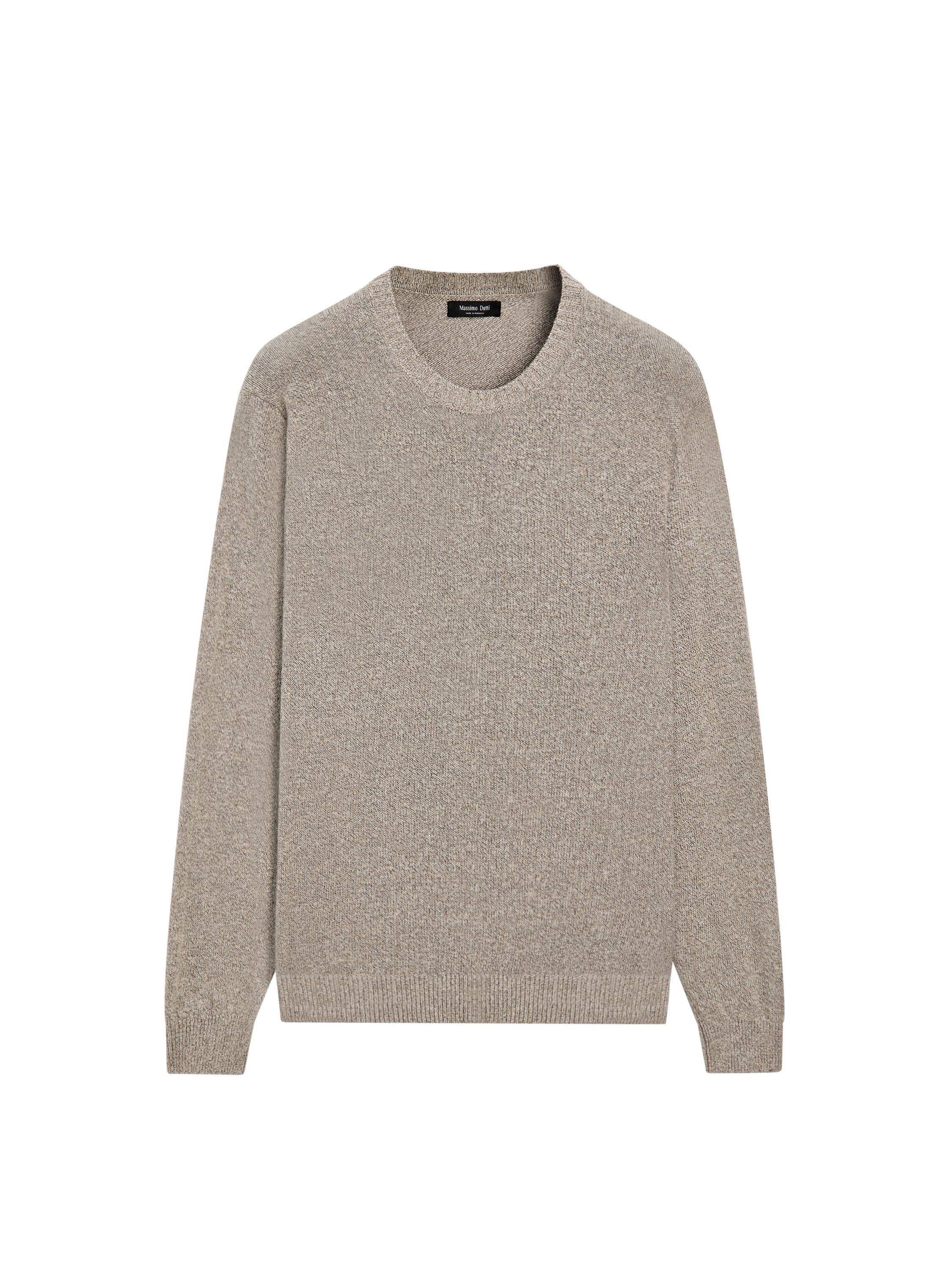 Cotton and linen mouliné knit sweater — BEIGE MARL