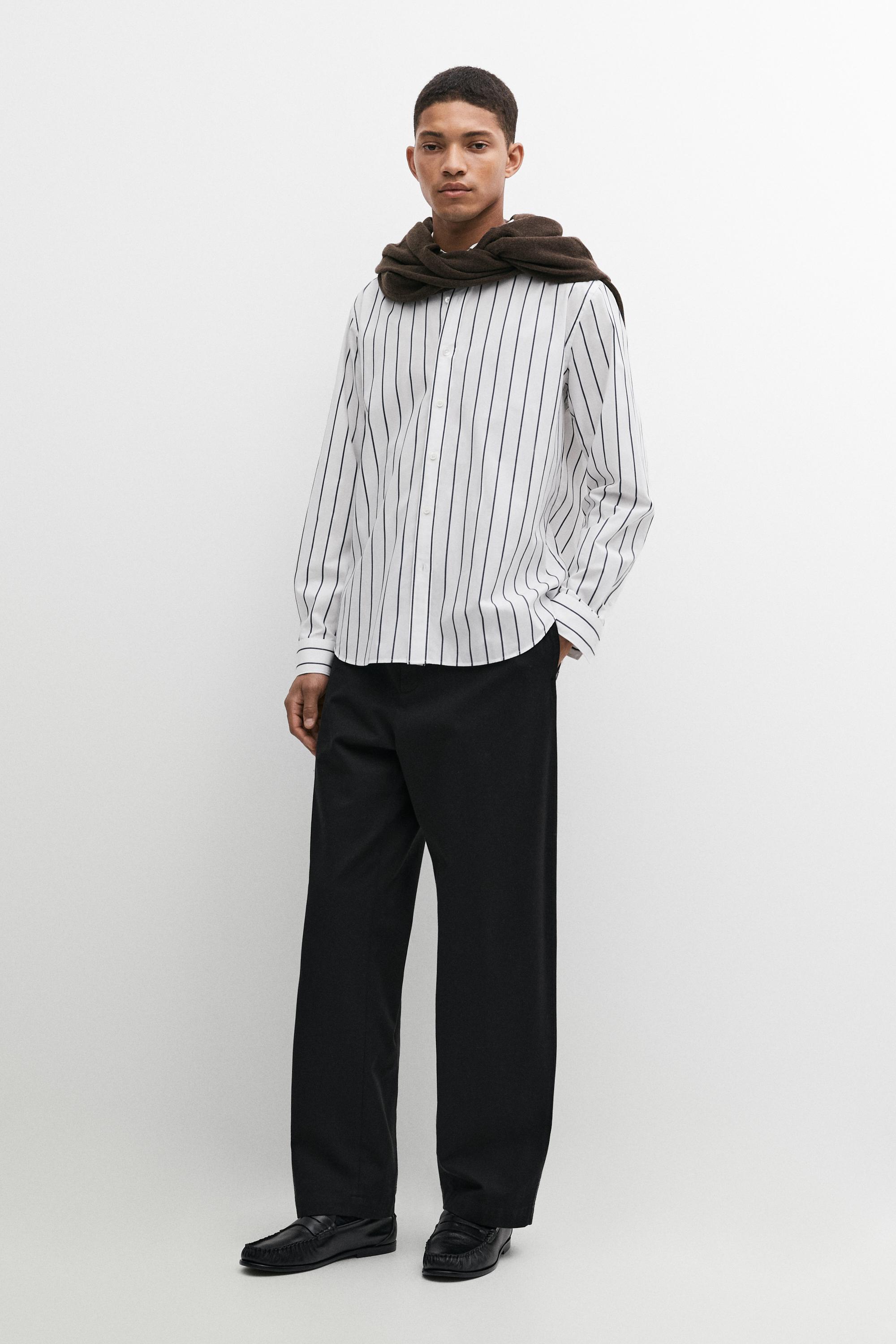 100% cotton relaxed fit striped shirt