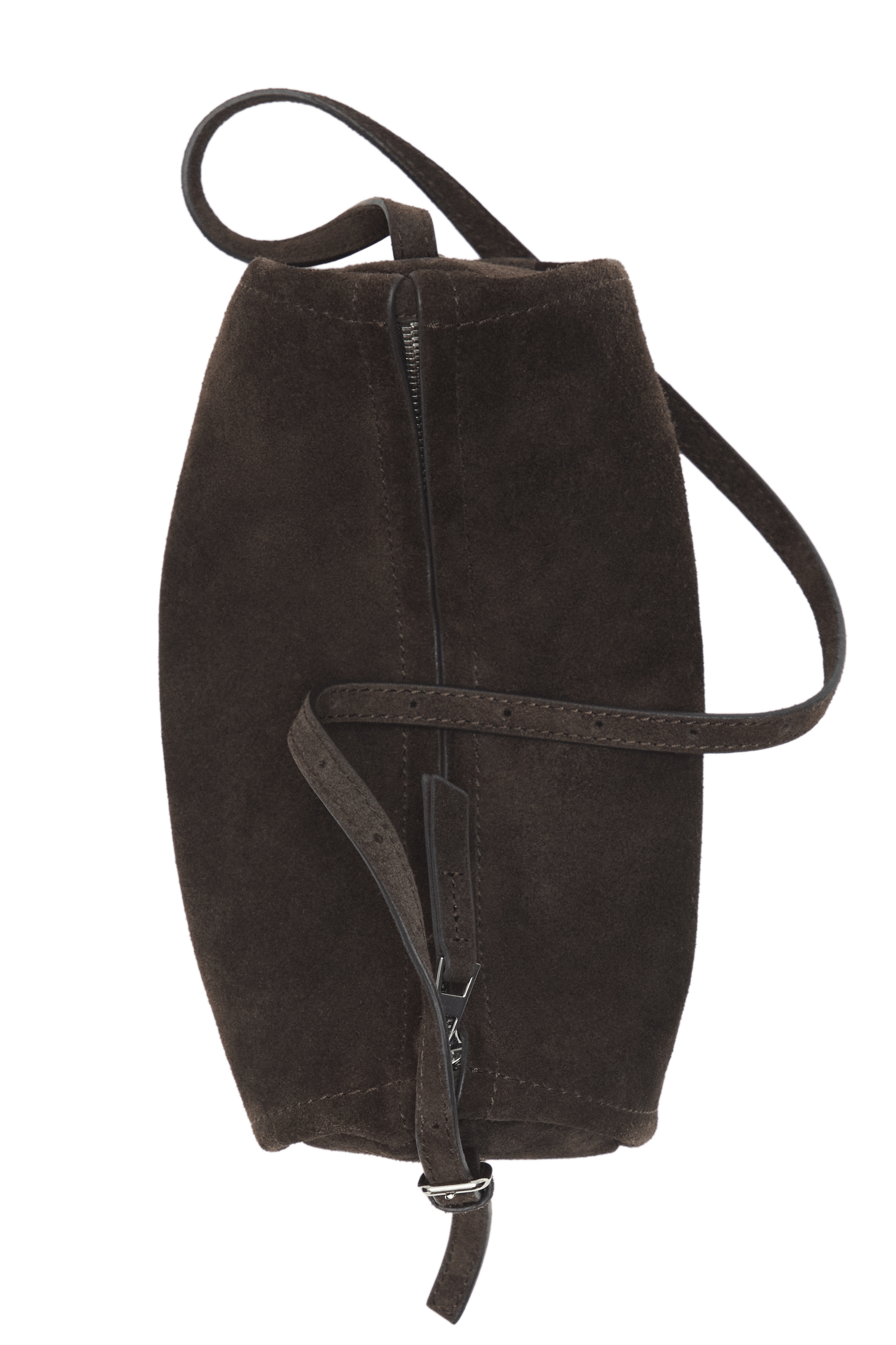 Split suede leather crossbody bag — Chocolate