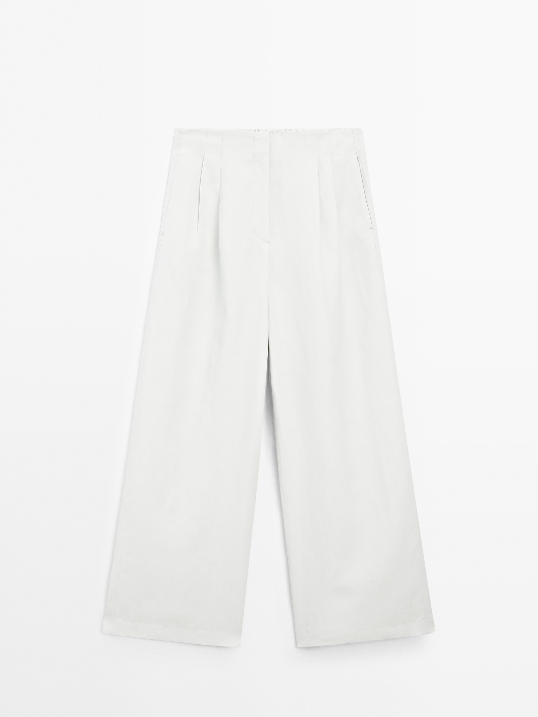 Straight-leg flowing trousers with darts