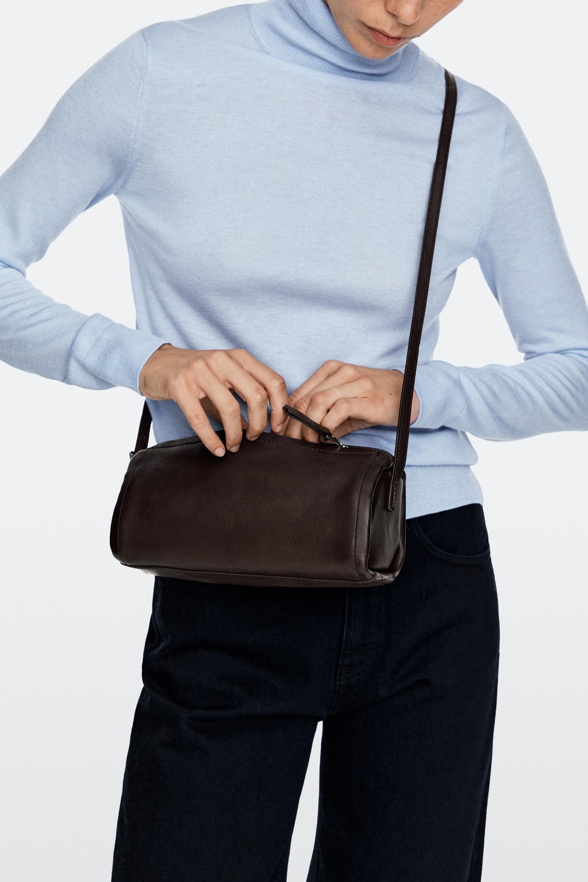Nappa leather crossbody bag — BROWN