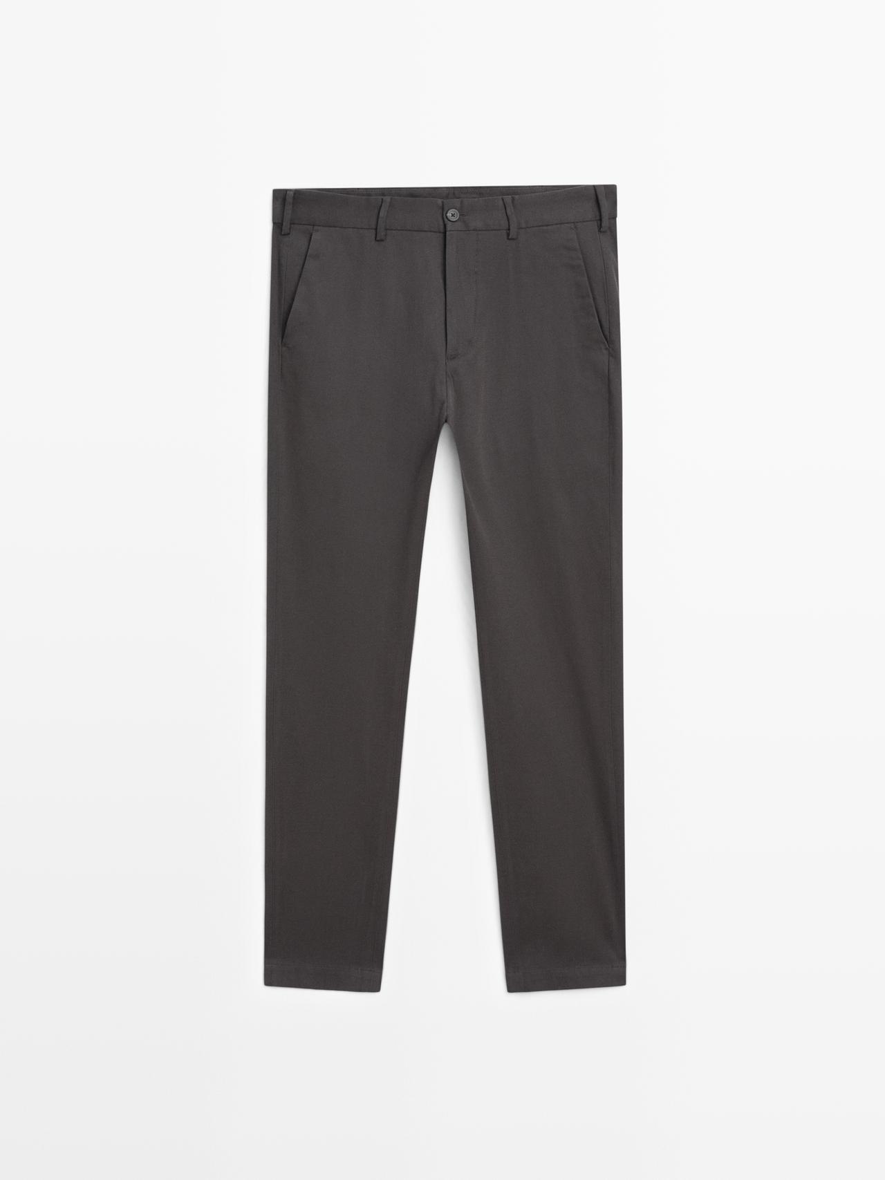 Massimo Dutti - Herre - Slim Fit Bukser I Twill - Grå - 46