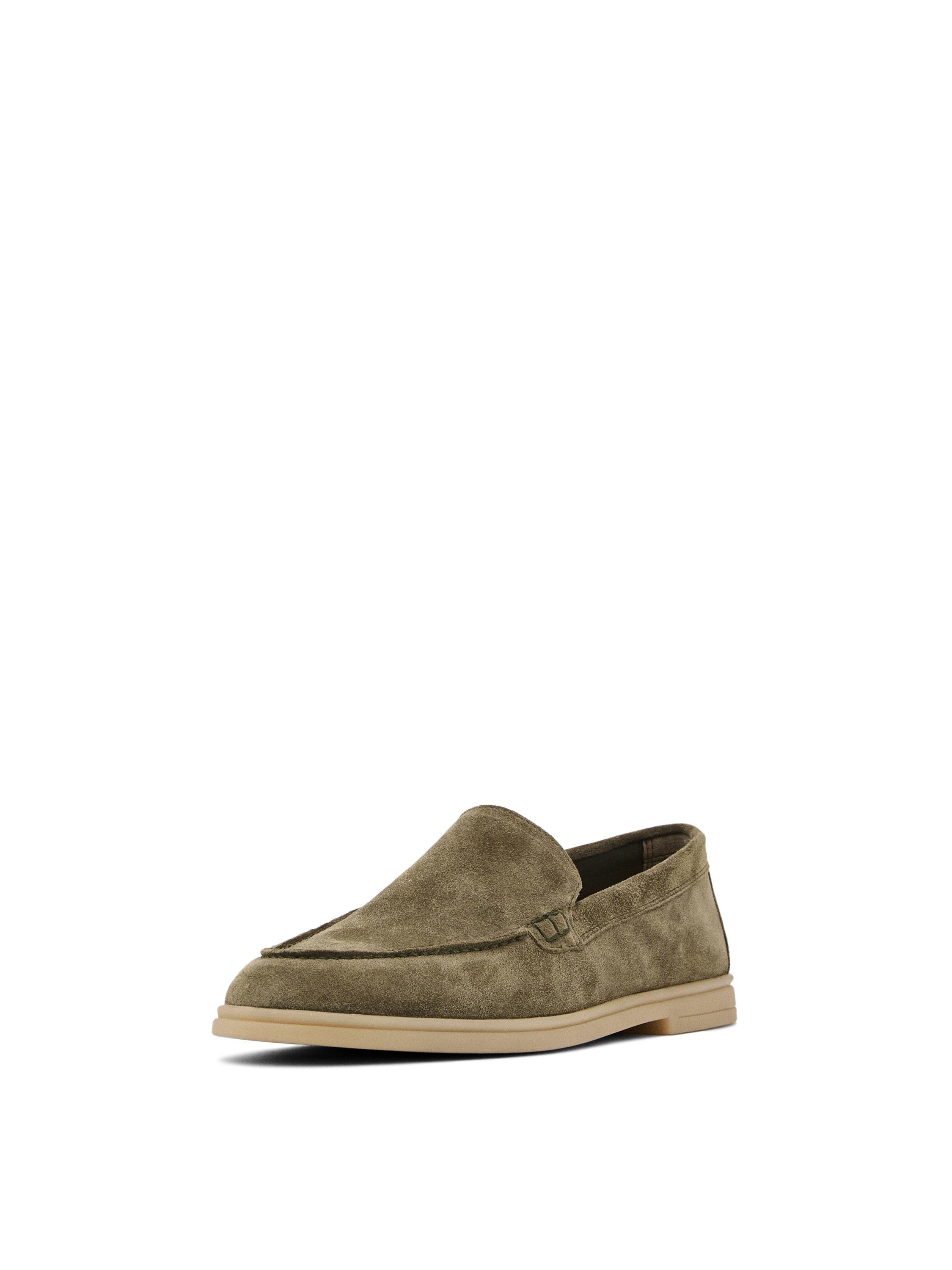 Split leather loafers — KHAKI