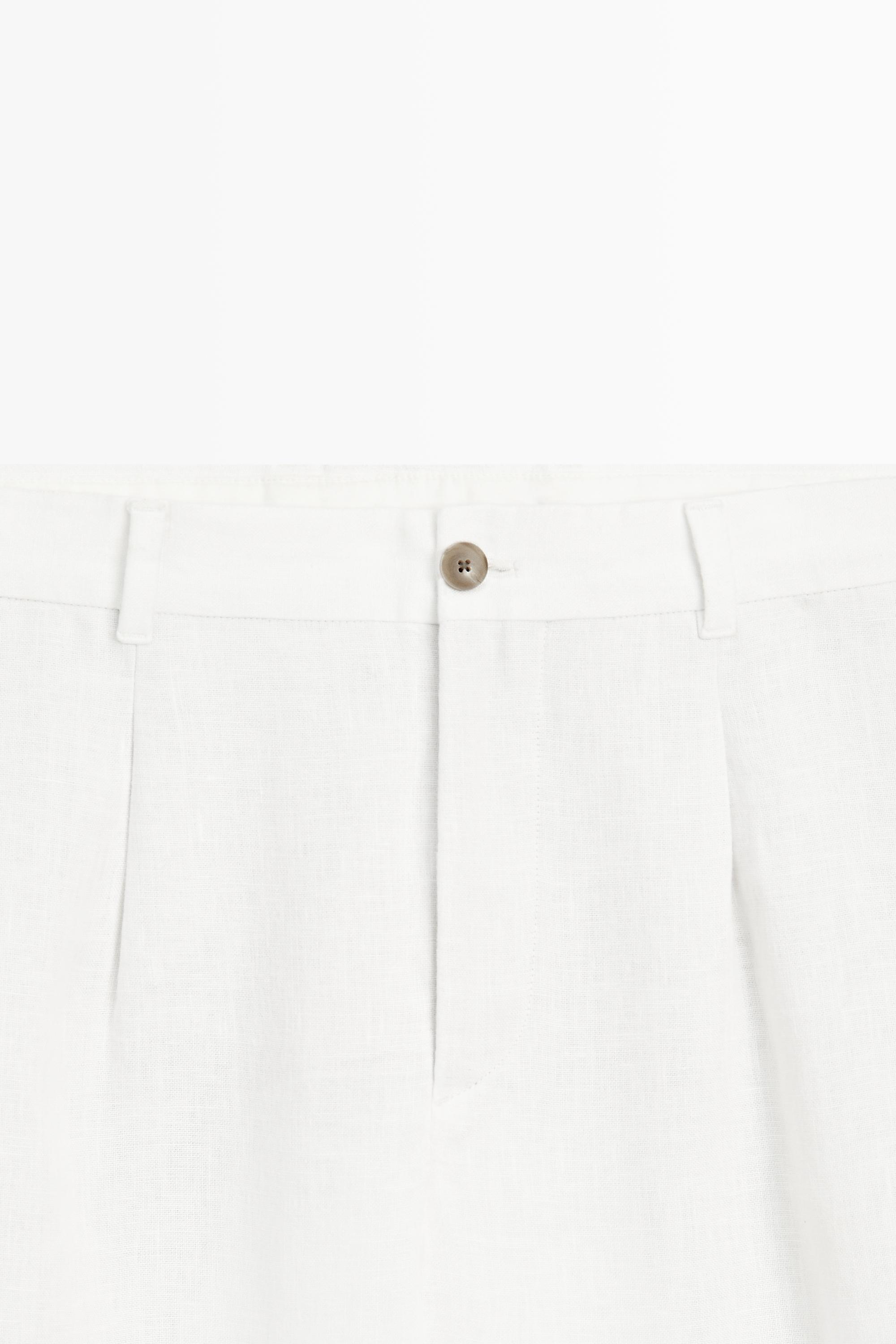 100% linen pants with dart detail — WHITE