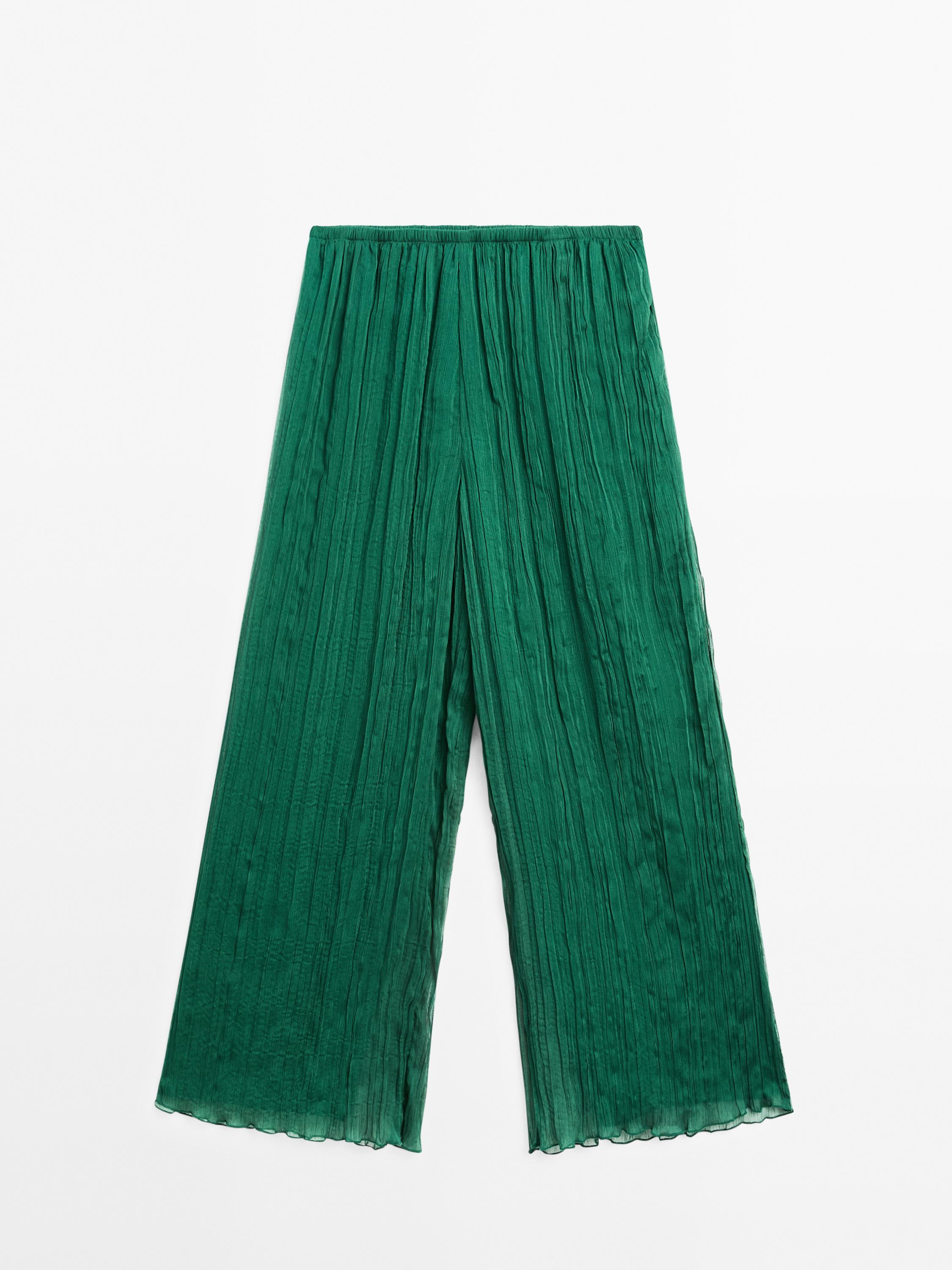Textured pleated trousers