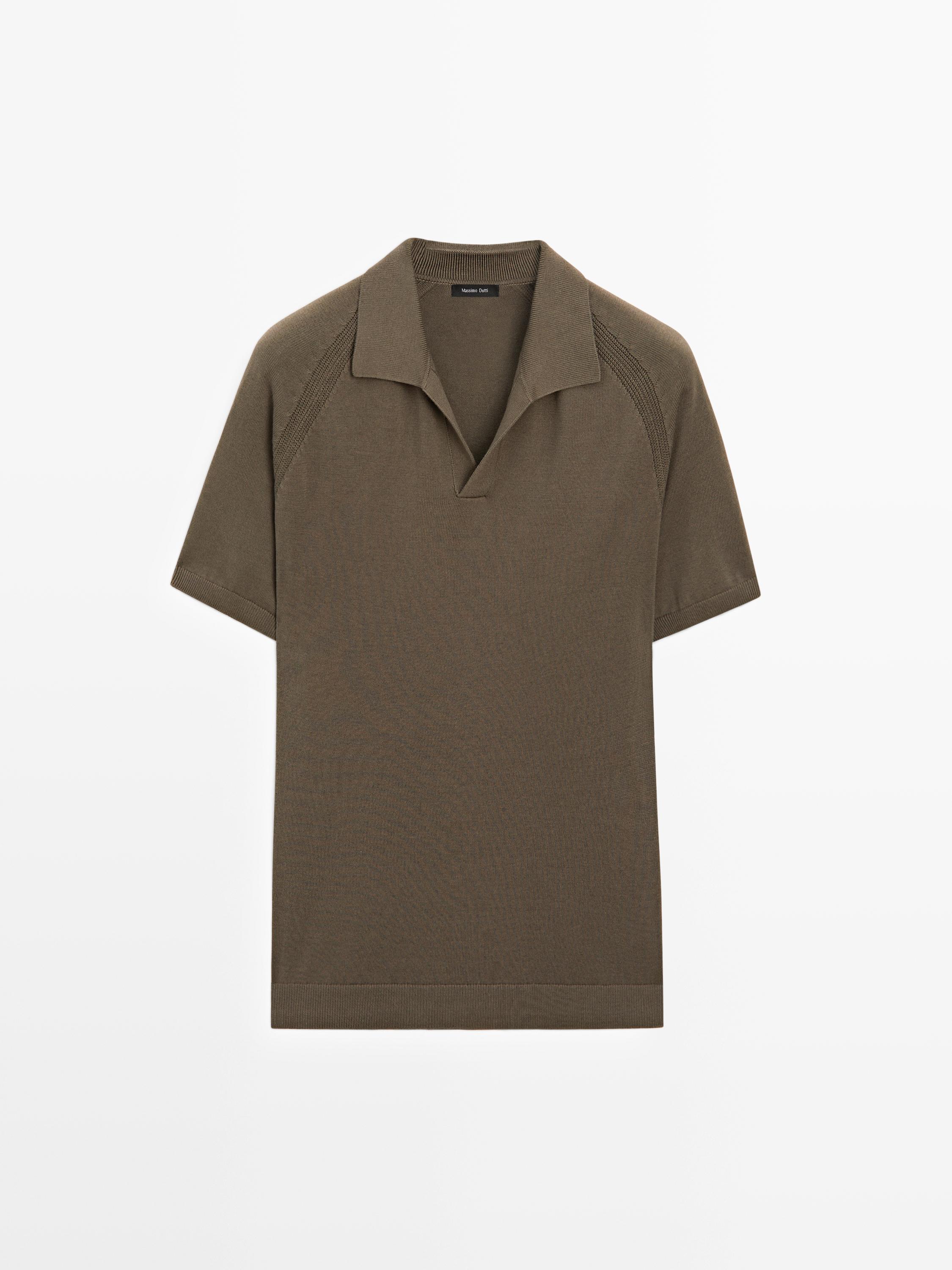Short sleeve cotton knit polo shirt