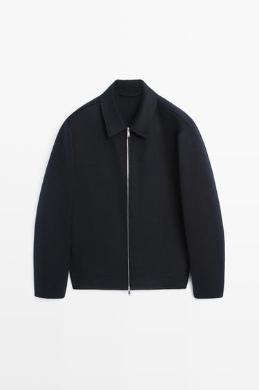 Wool blend double fabric jacket — DEEP BLUE 2