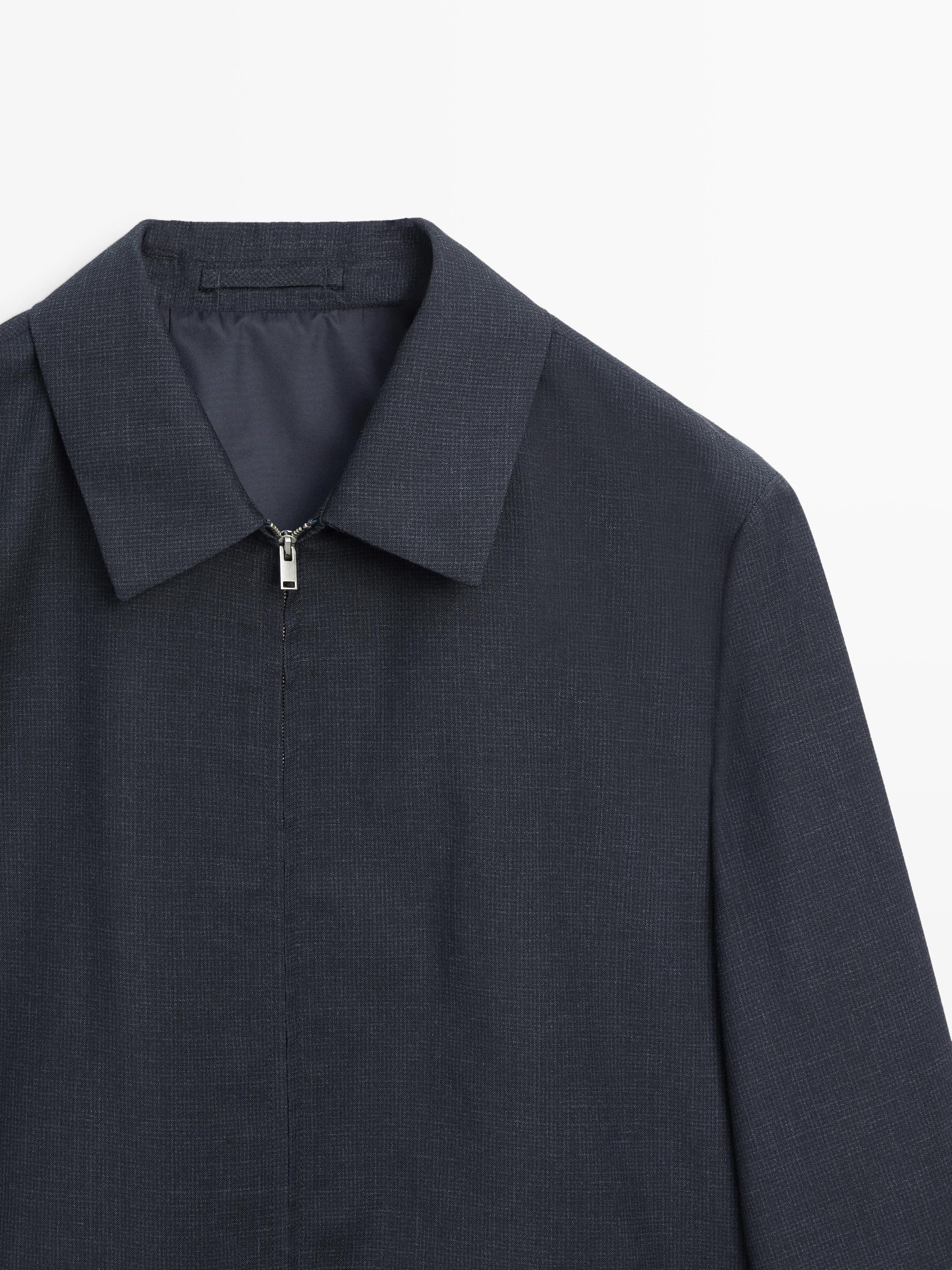 Houndstooth wool jacket — NAVY BLUE