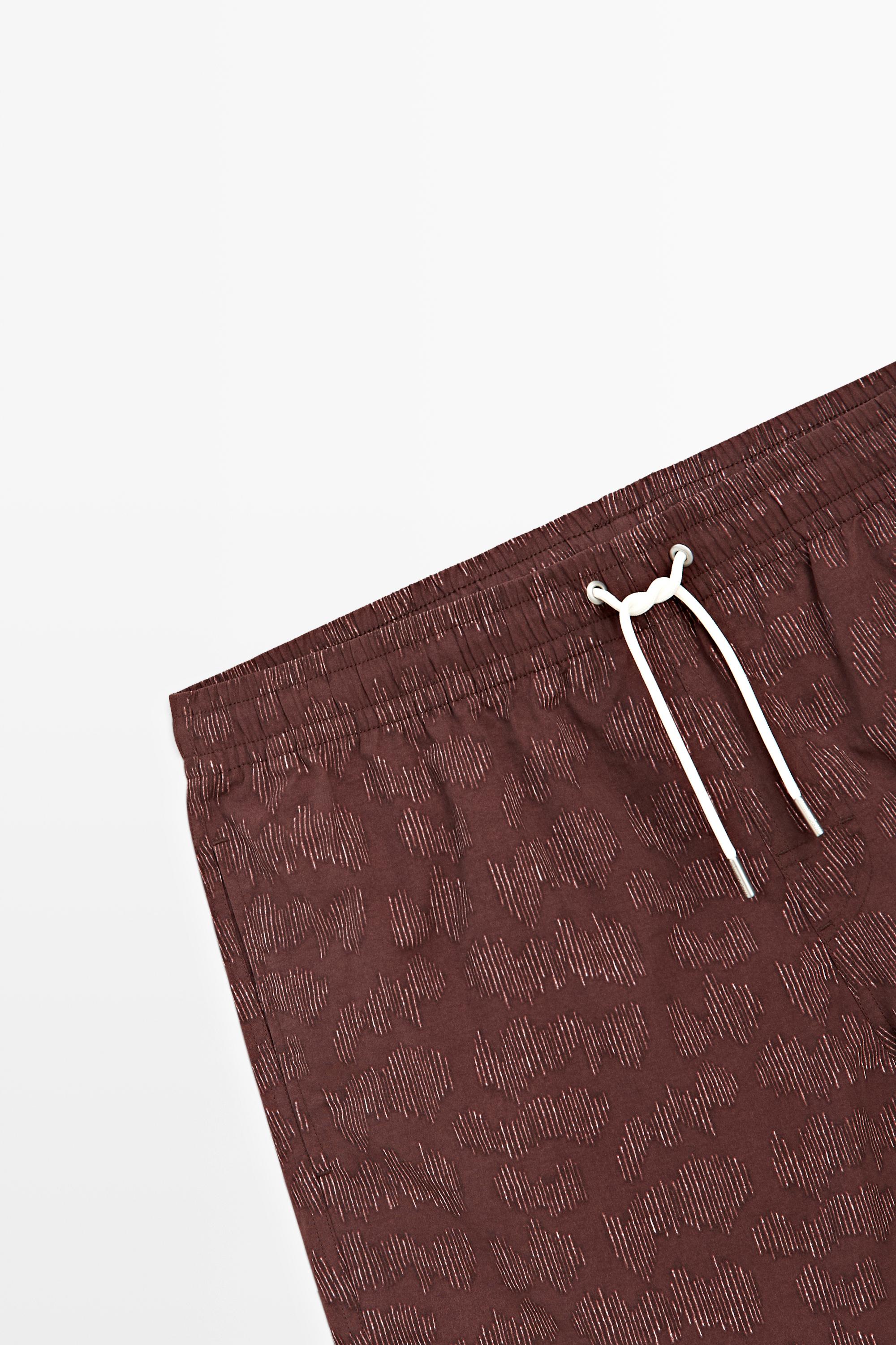 Printed swimming trunks — BURGUNDY