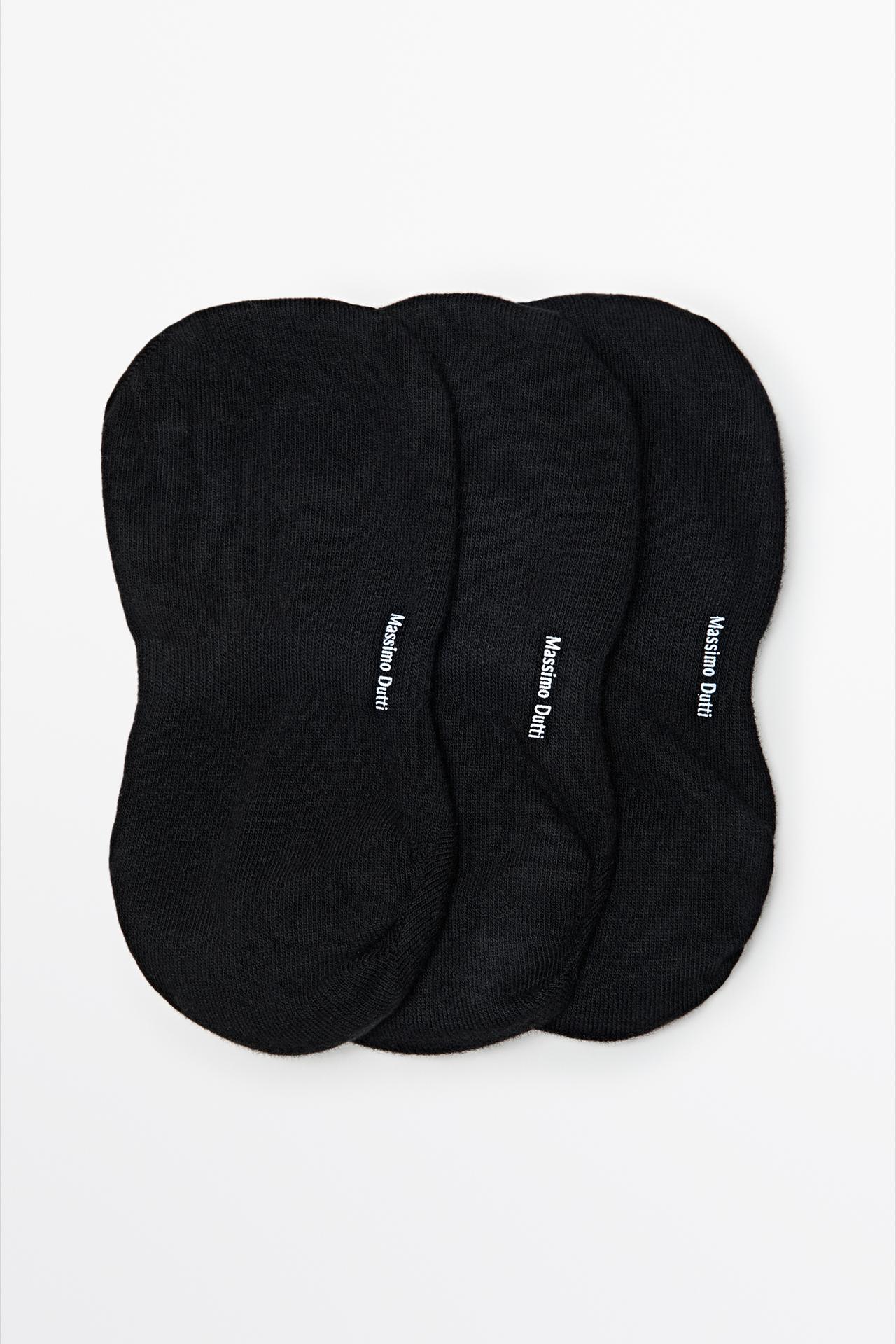 Pack of 3 pairs of no-show cotton blend socks — BLACK