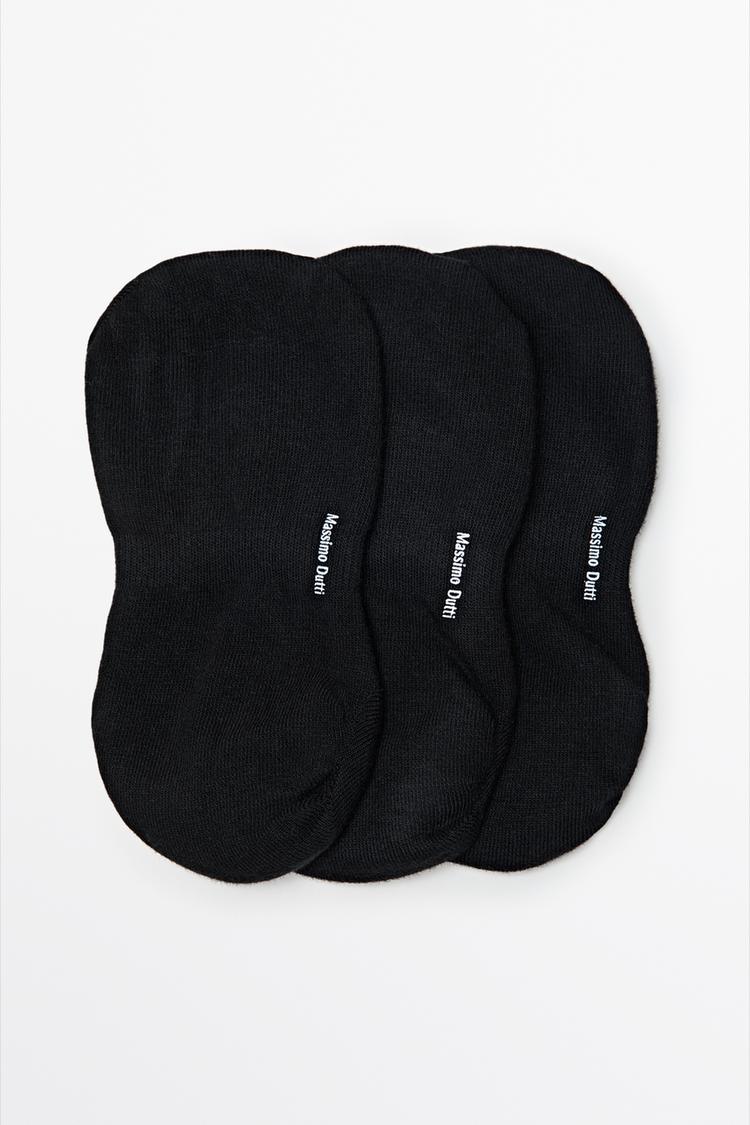 Pack of 3 pairs of no-show cotton blend socks — BLACK