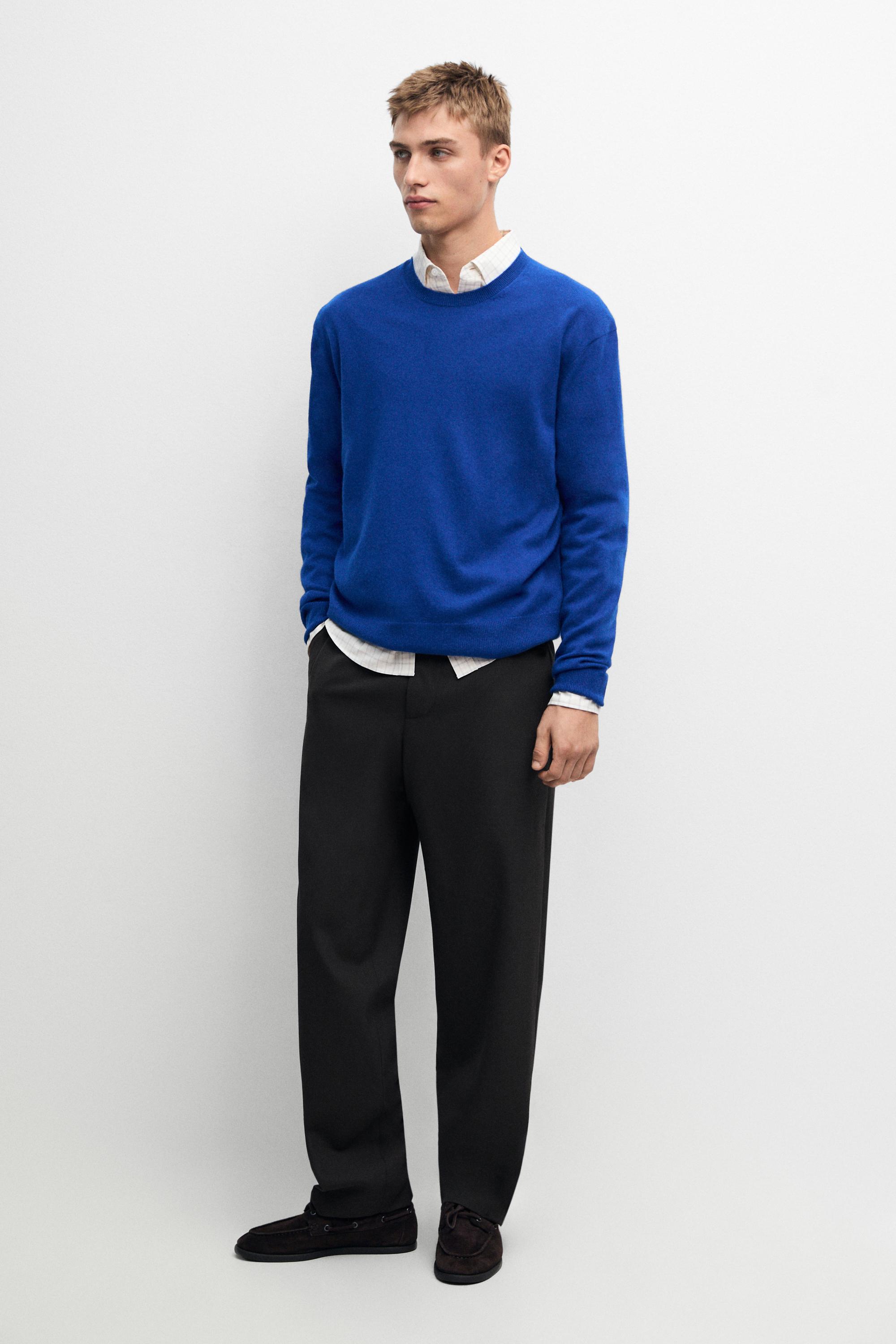 100% cashmere ribbed knit sweater — Blue