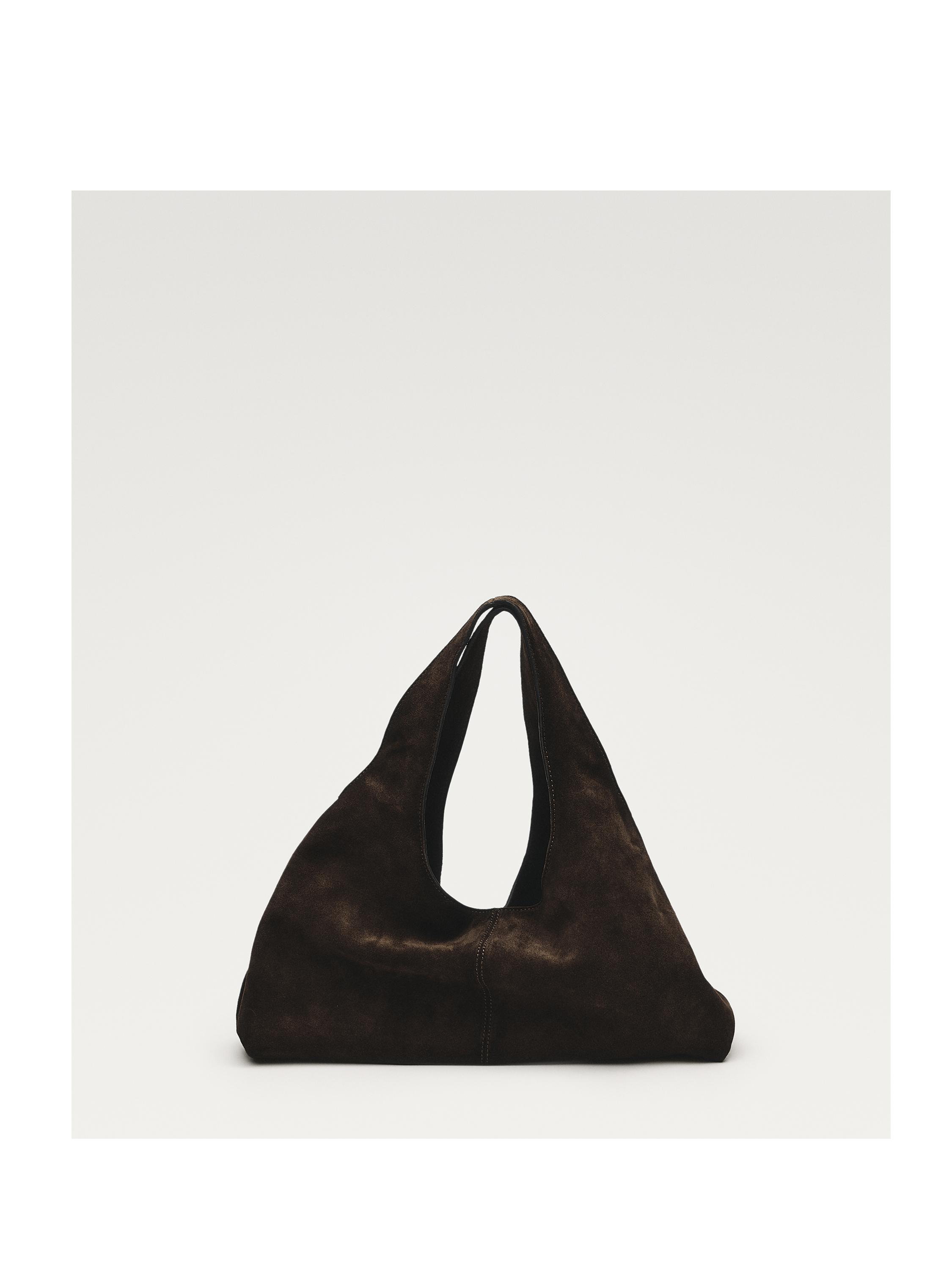 Medium split leather lady bag — BROWN