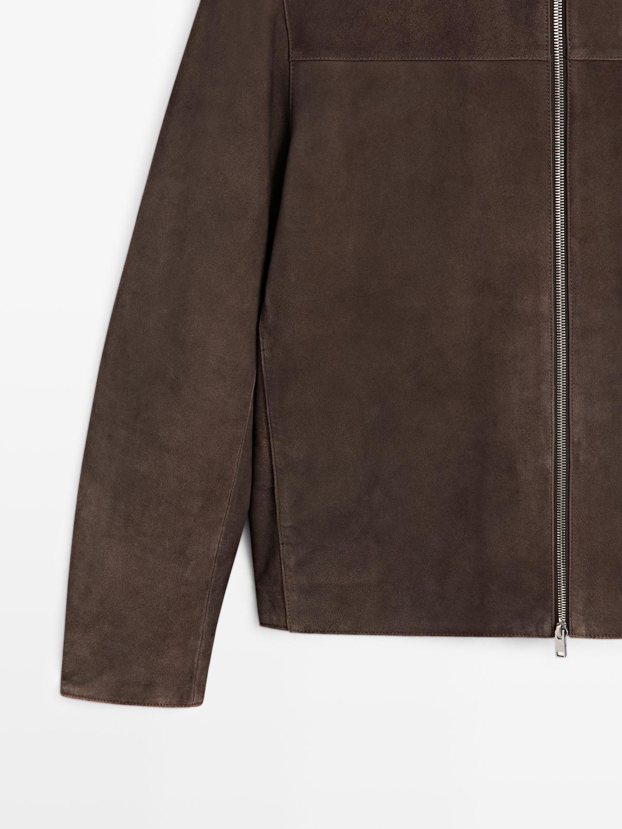 Suede leather jacket — MOLE BROWN