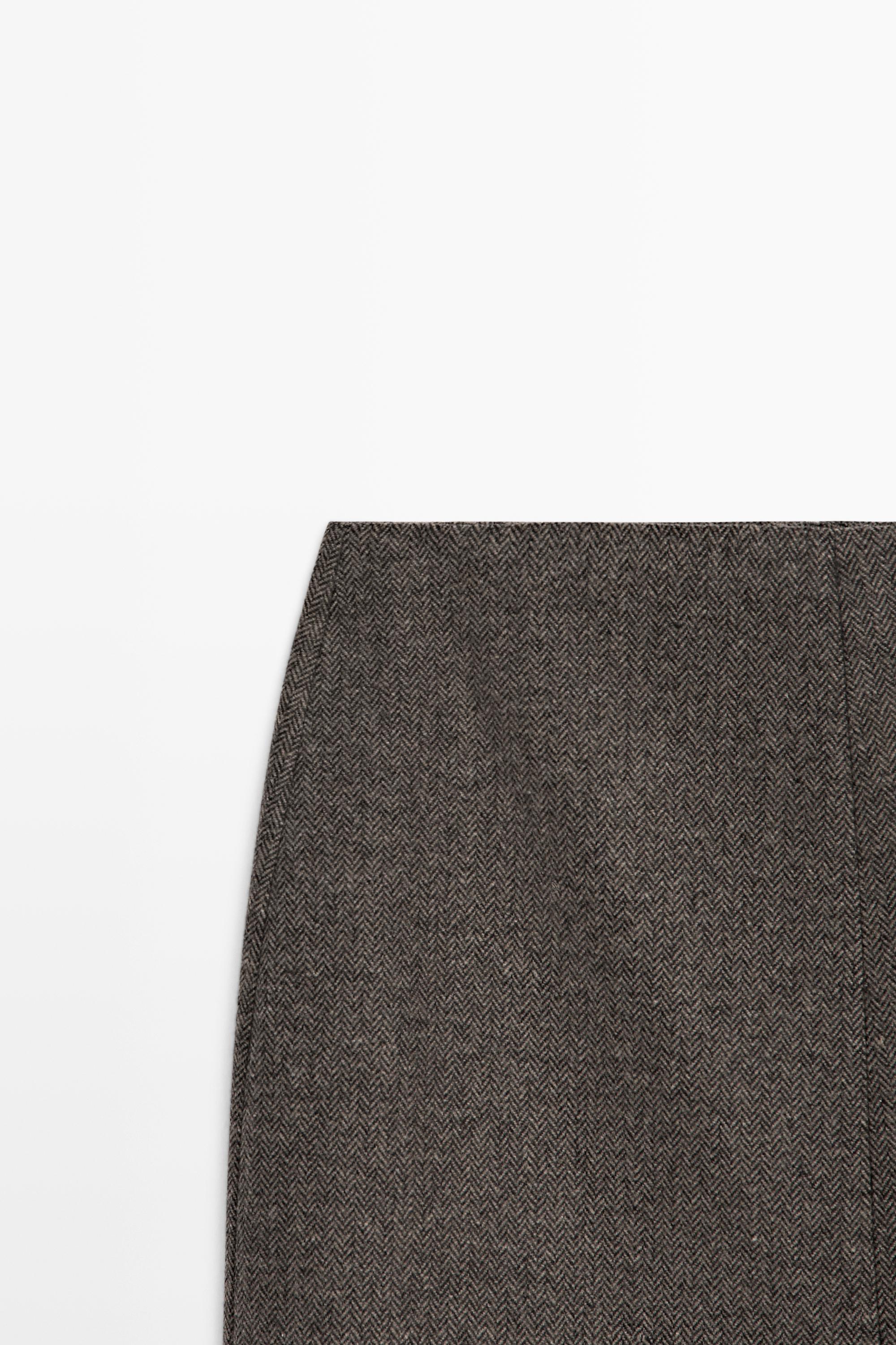 Wool blend mini skirt — Chocolate