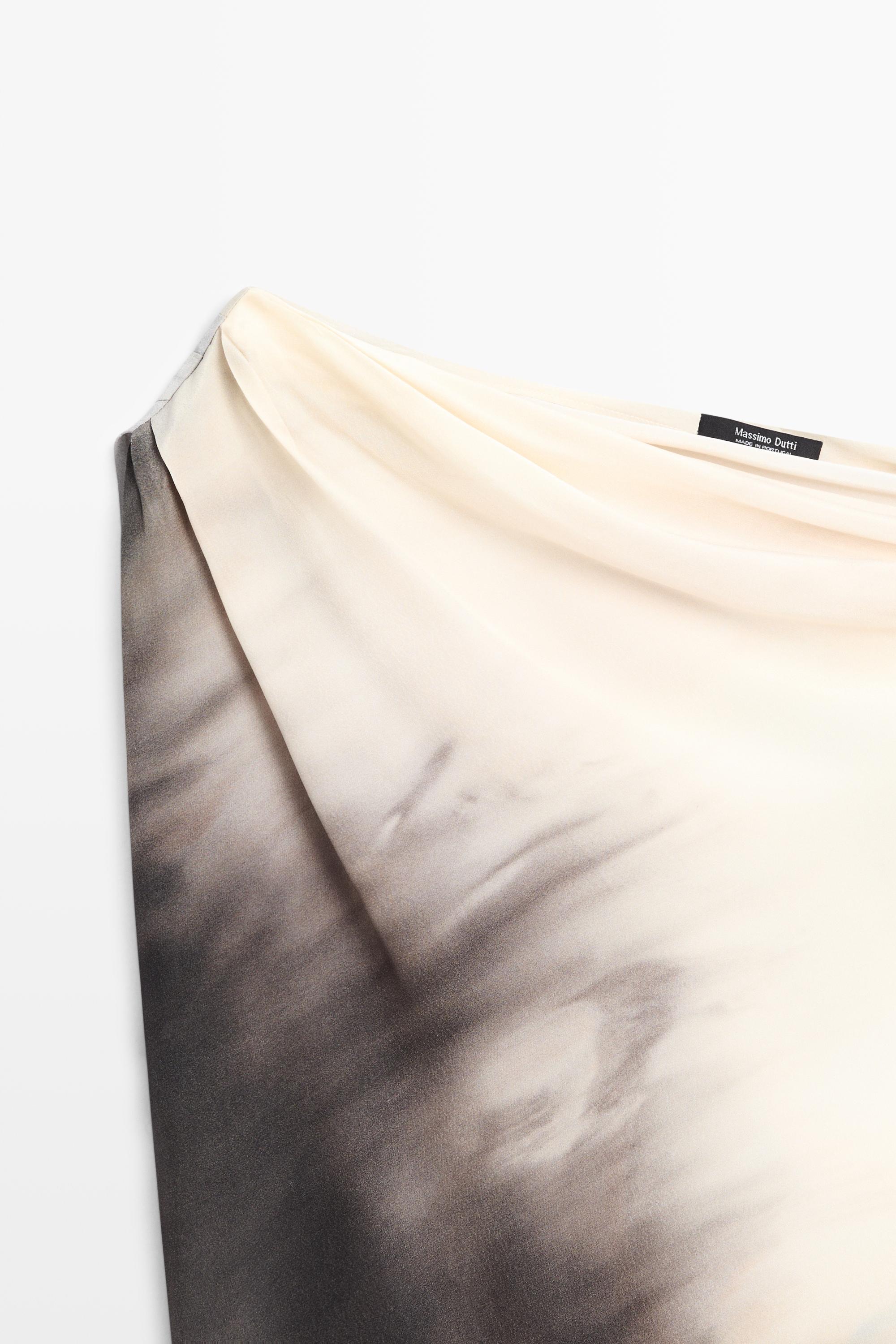 Asymmetric draped top — GREY BLUE