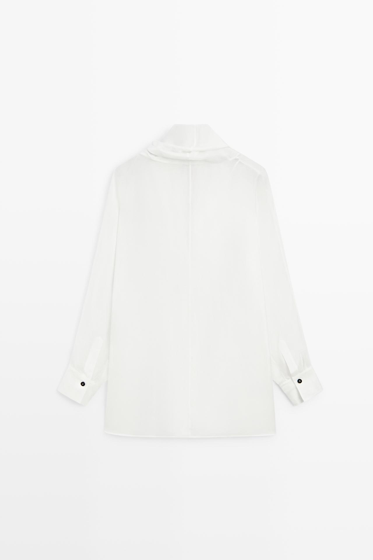 100% silk tuxedo-style wrap shirt — Off white