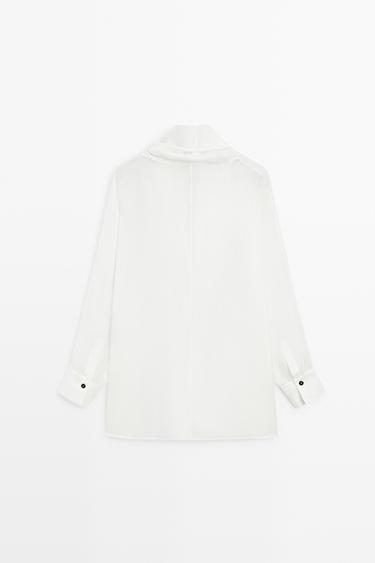 100% silk tuxedo-style wrap shirt — Off white 6