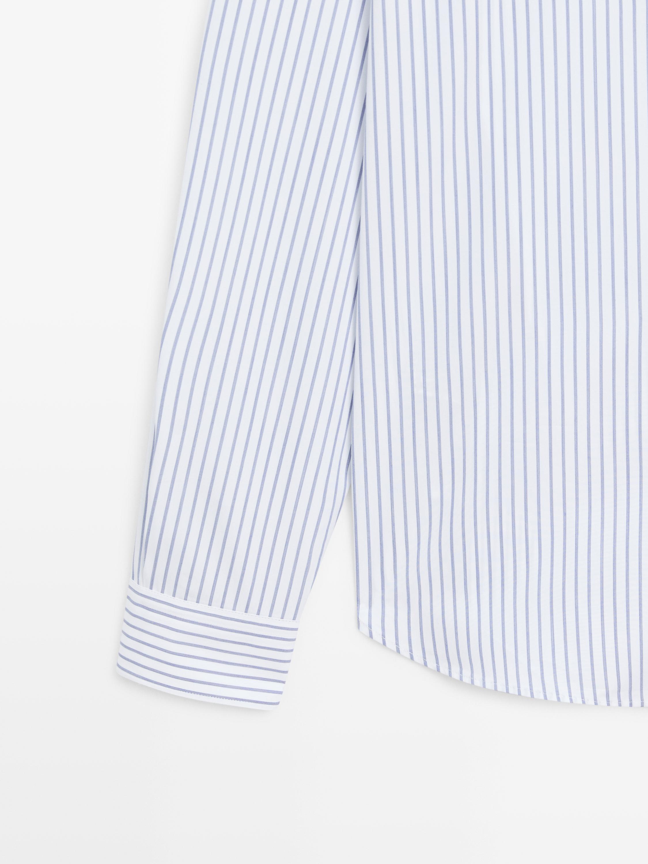 Regular fit striped shirt — Light Blue
