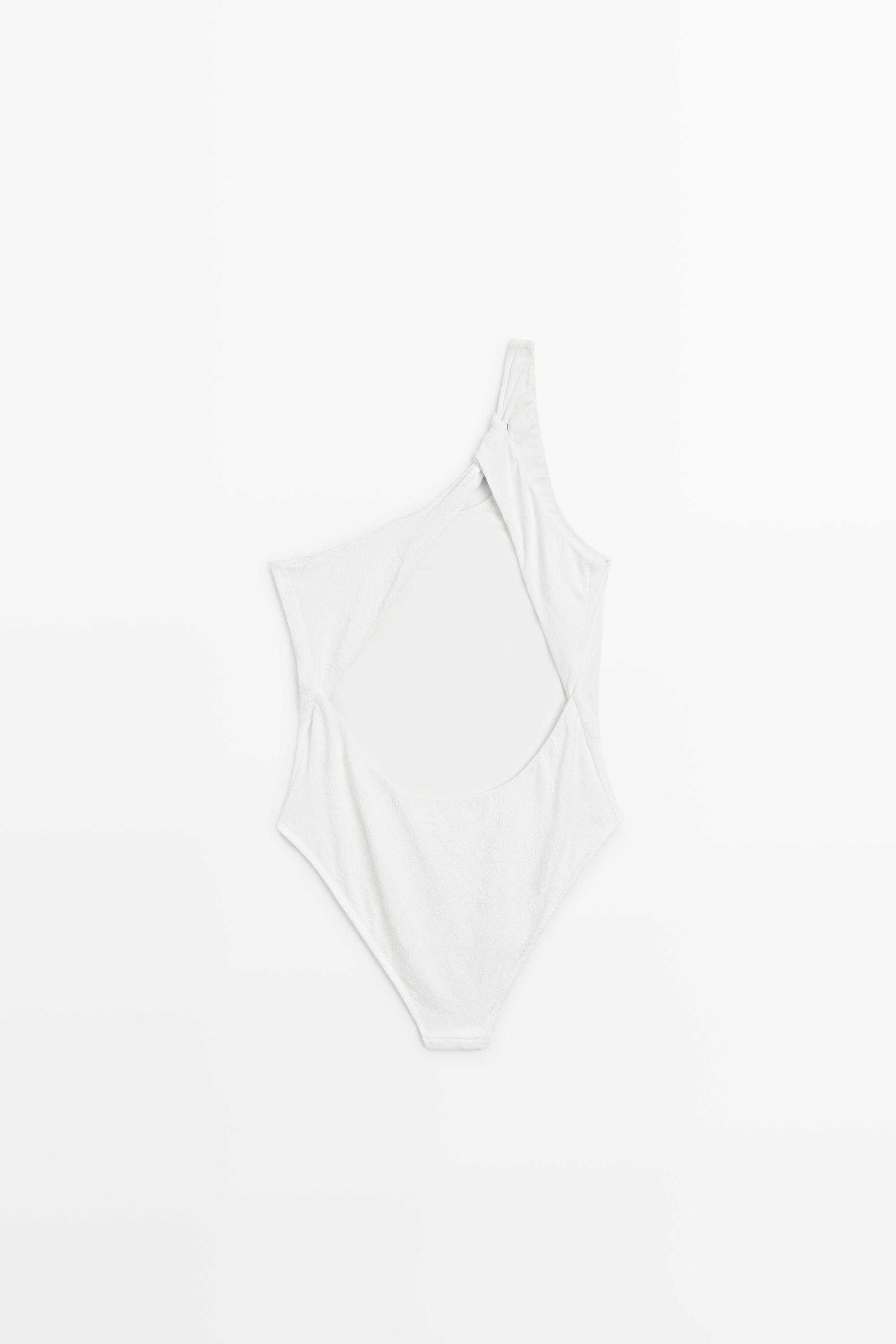 Textured asymmetric swimsuit — Off white