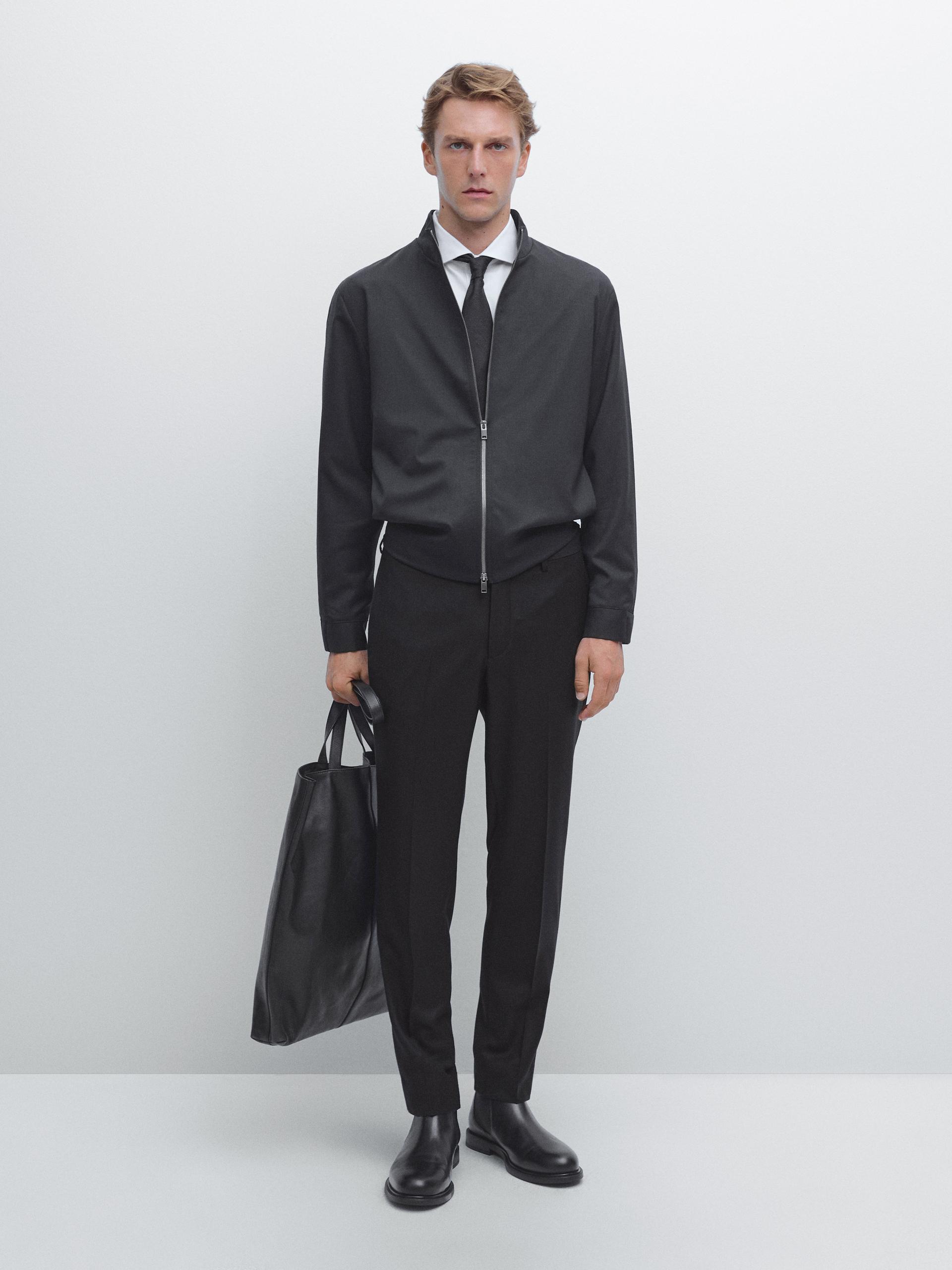 Pantalon Flanelle 100 % Laine - Bleu Marine - 46 - Massimo Dutti - Homme