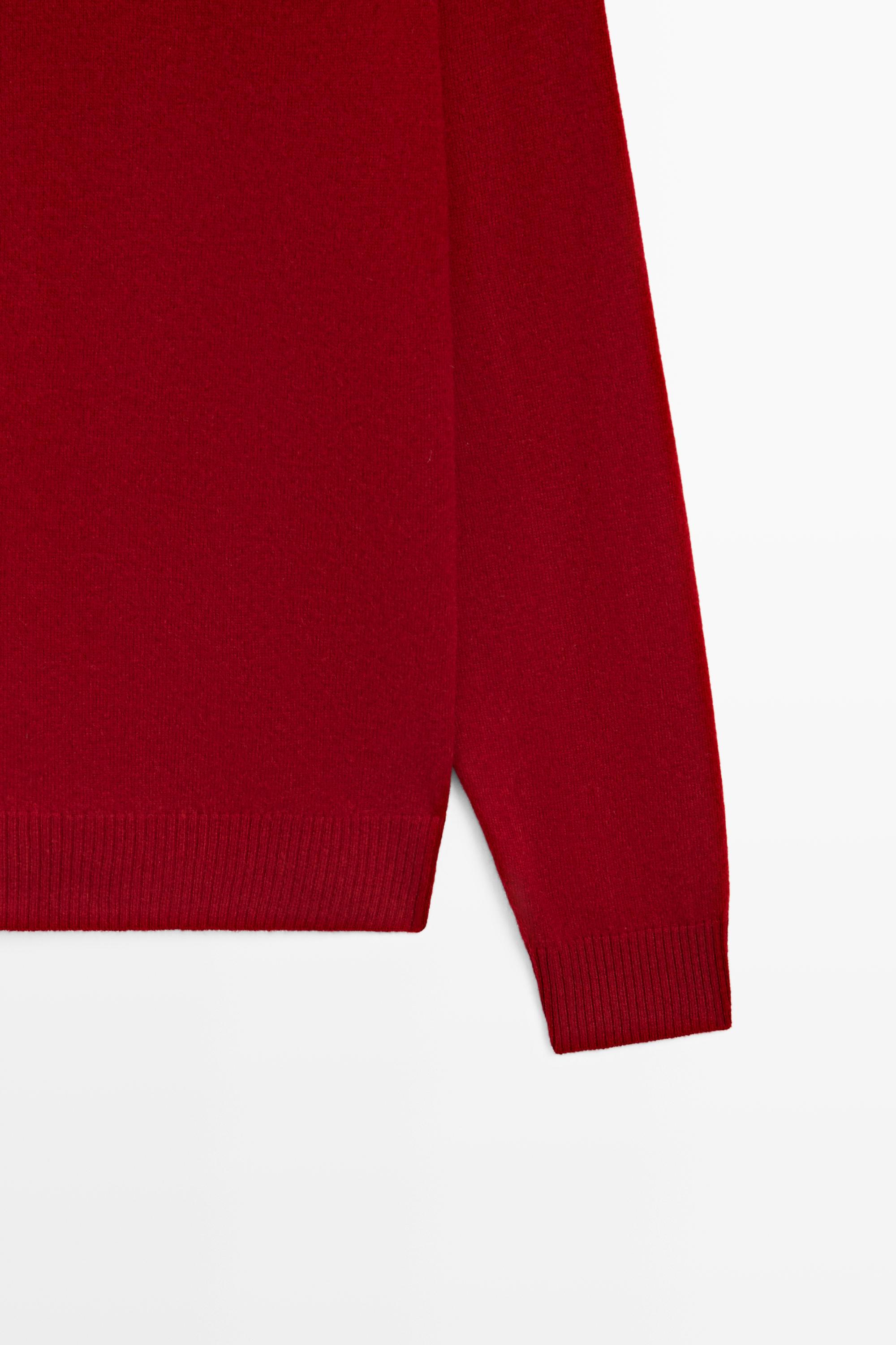 Wool blend round neck knit sweater — RUBY RED