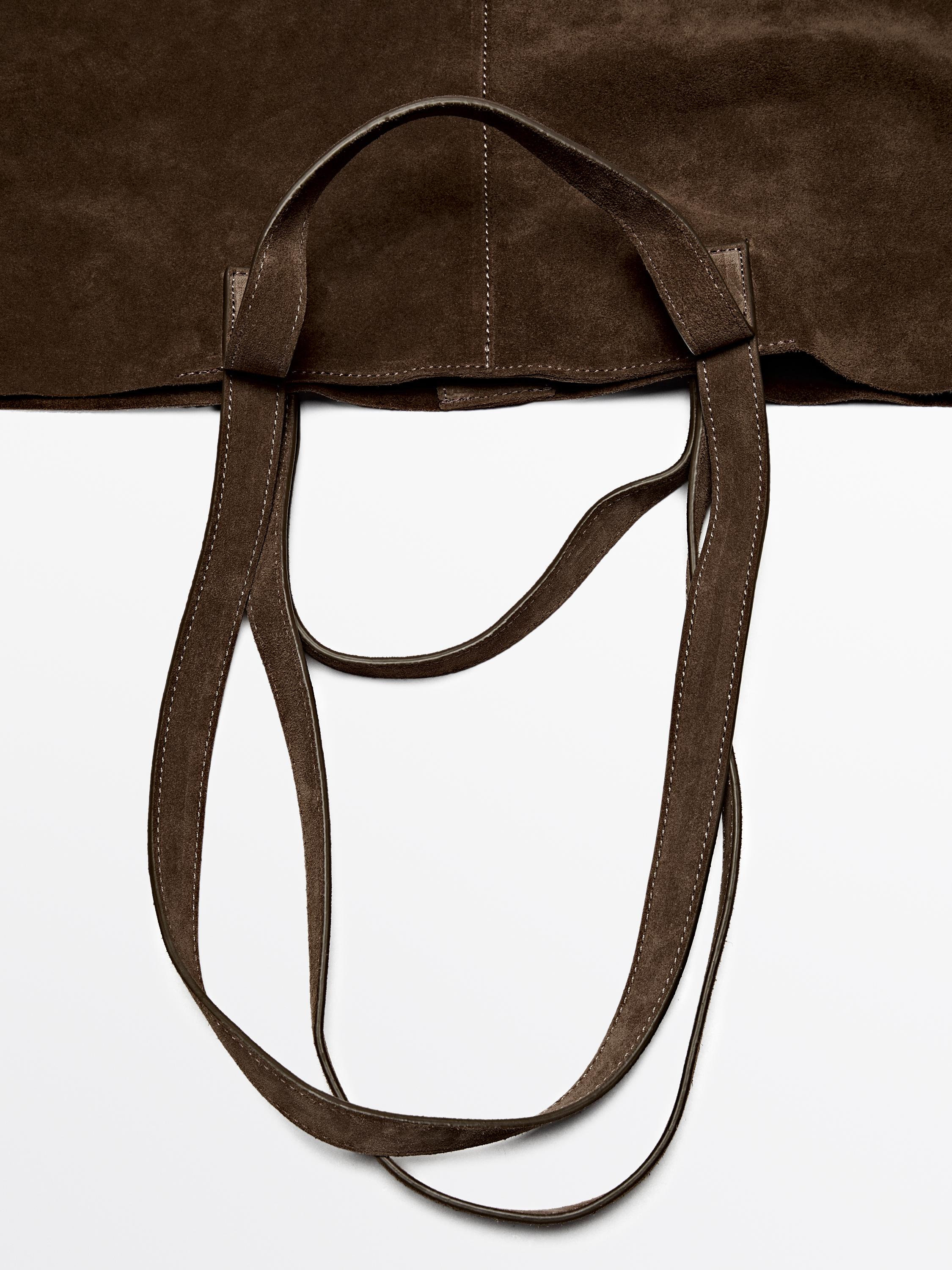 Leather and split leather maxi shopper bag