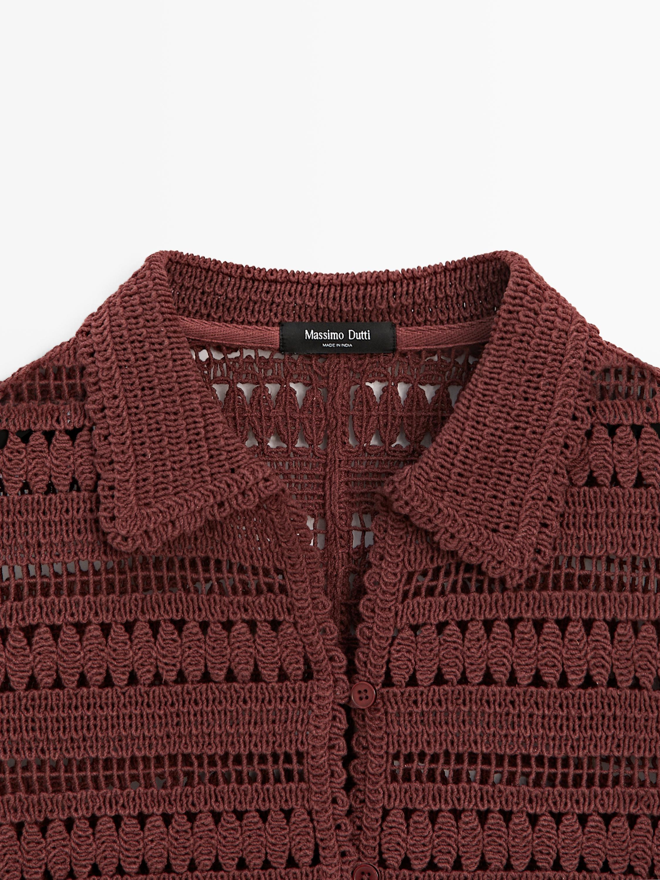 Short cotton crochet jacket — RUSSET