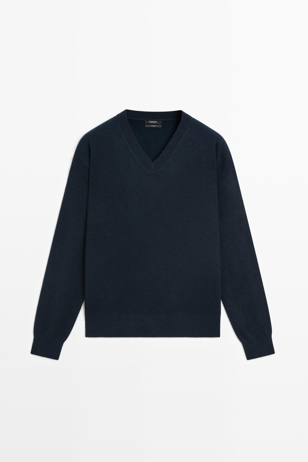 100% cashmere knit sweater — DEEP BLUE