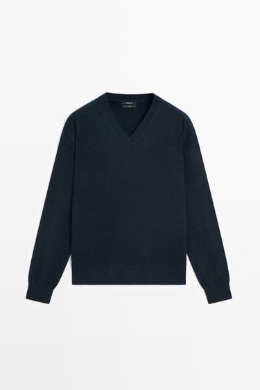 100% cashmere knit sweater — DEEP BLUE 2