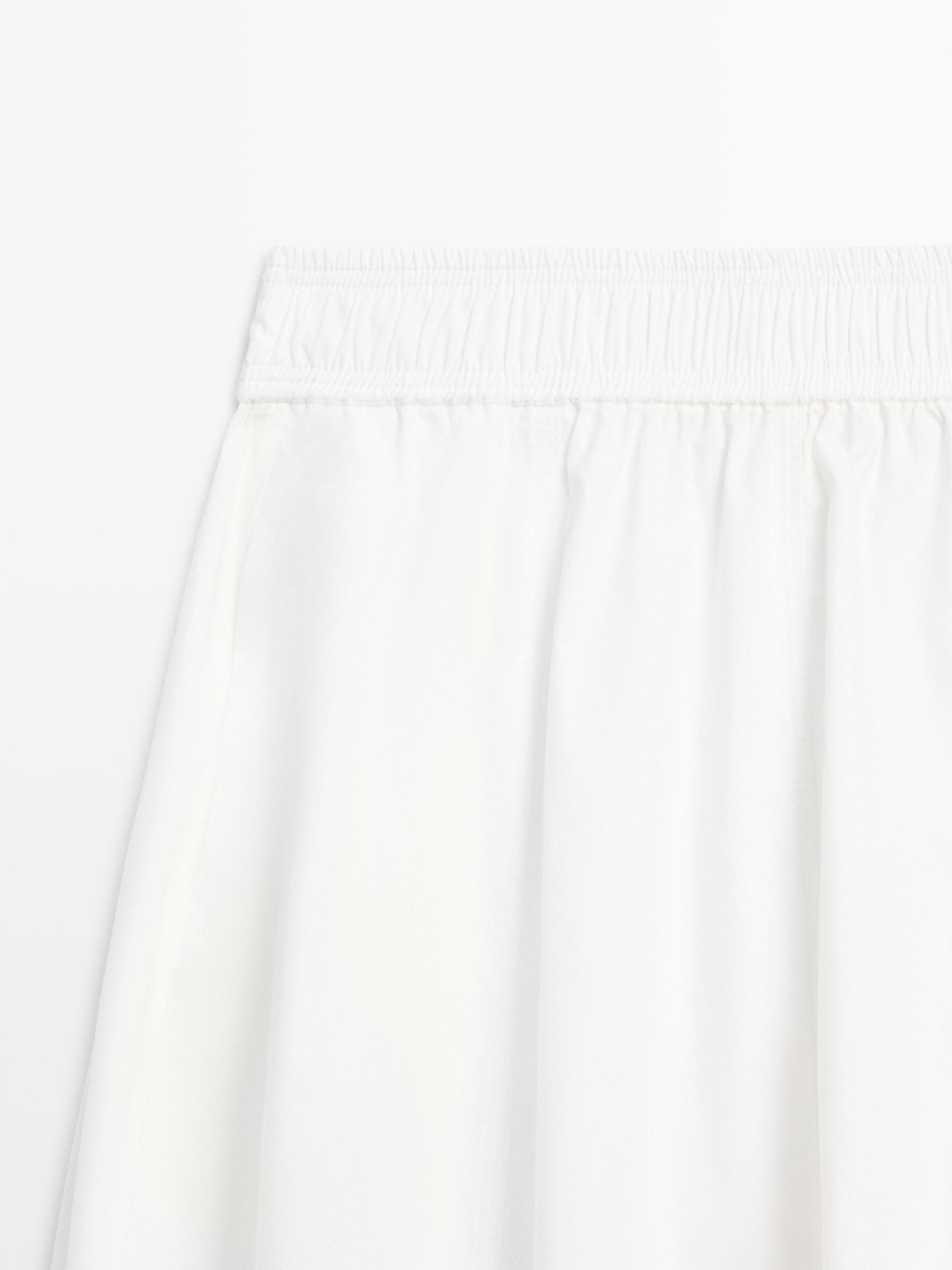Long gathered poplin skirt — WHITE