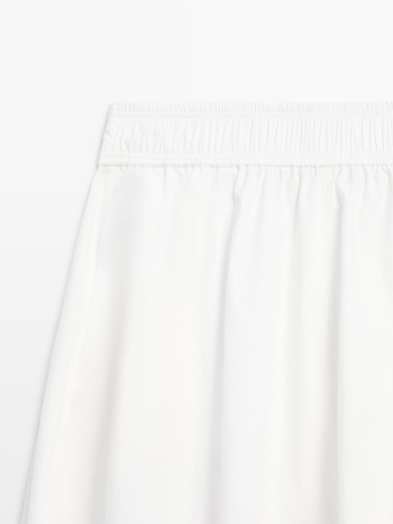 Long gathered poplin skirt — WHITE