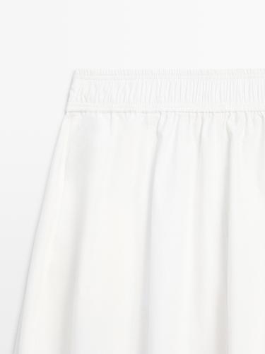Long gathered poplin skirt — WHITE 4