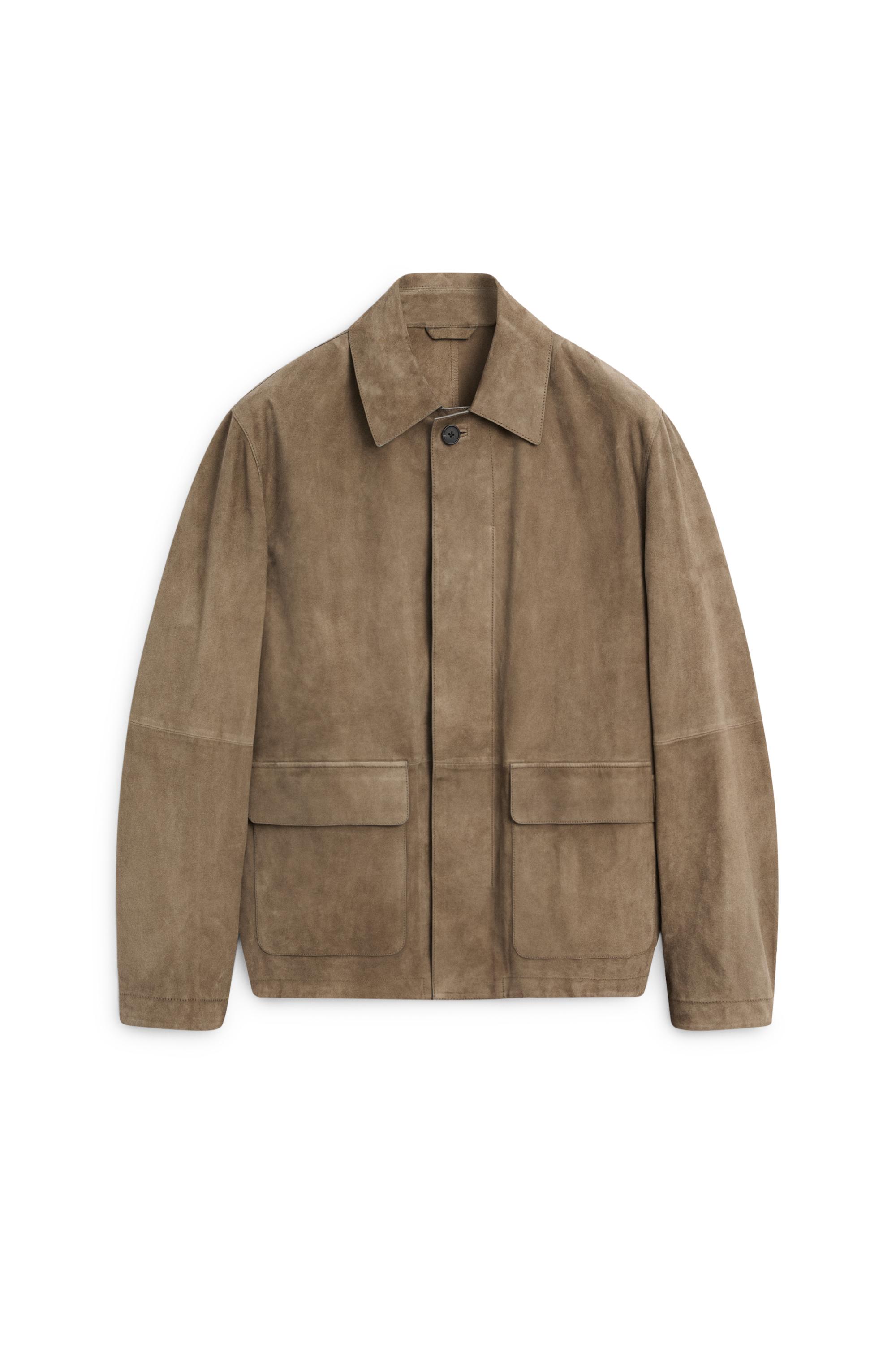 Suede leather overshirt with pockets - LIMITED EDITION — PALE GREEN