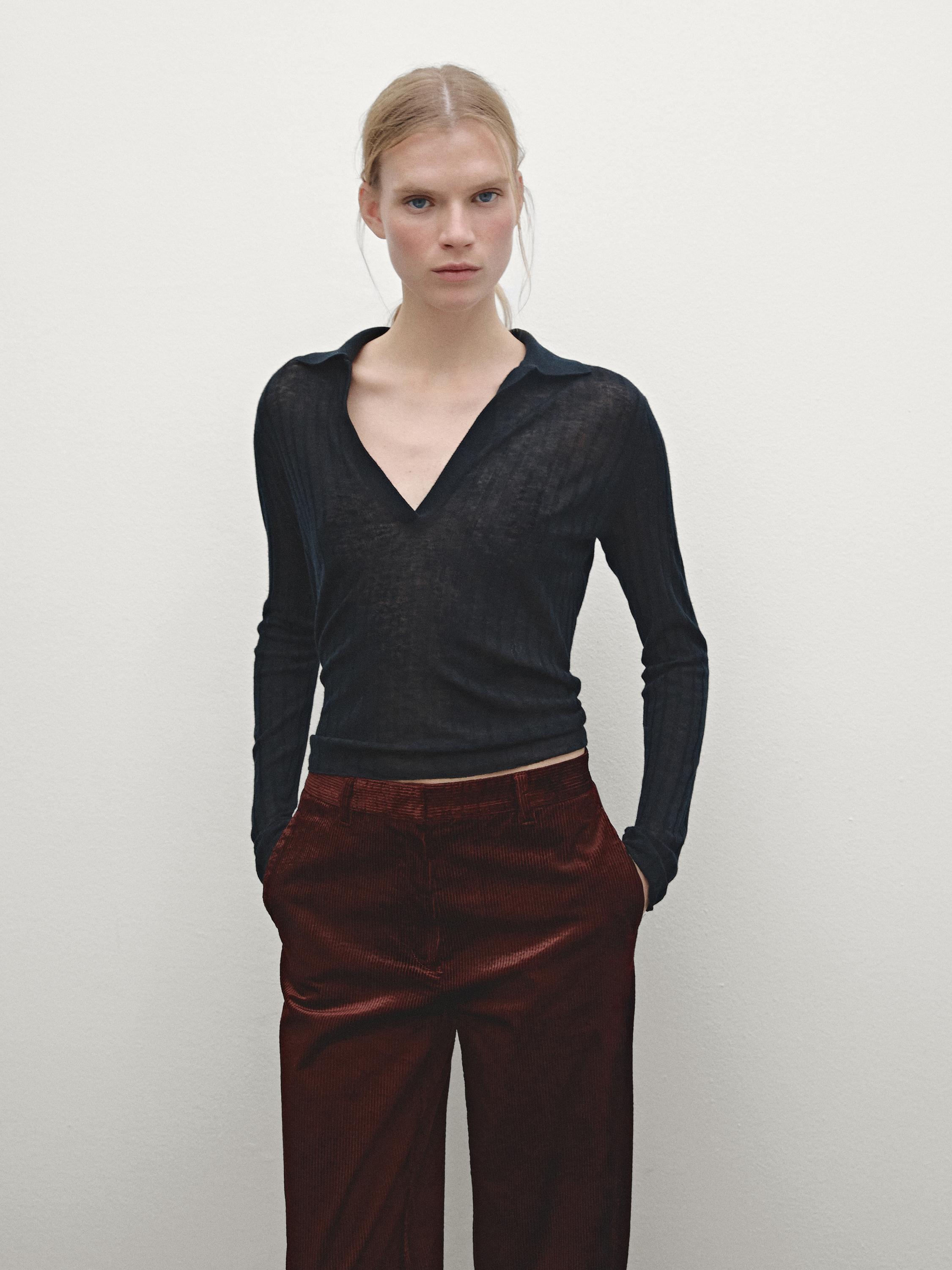 Вельветовые брюки свободного кроя с высокой посадкой