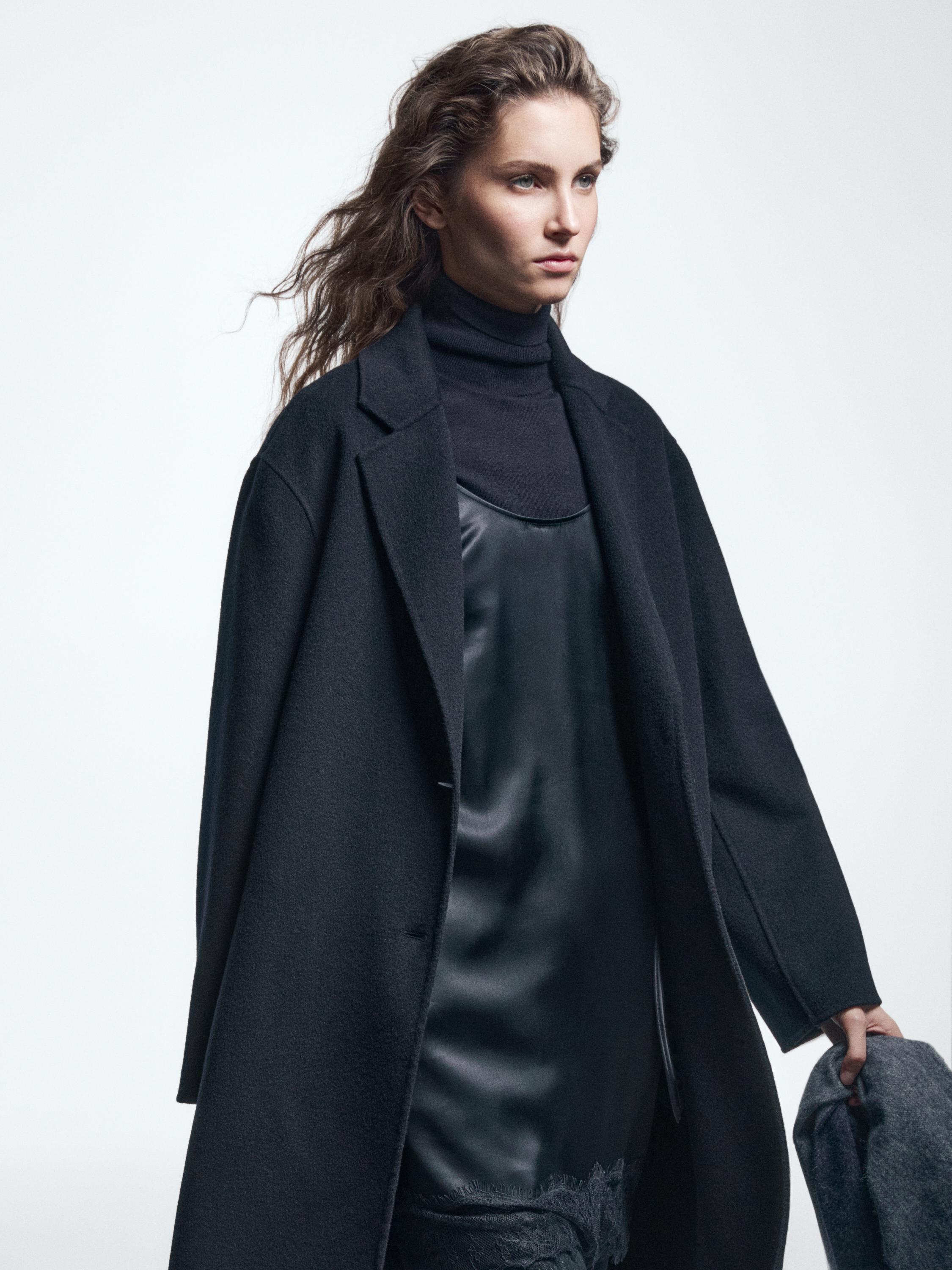Long wool blend two-button coat